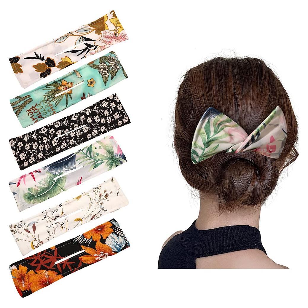 6 Piezas Hacedor de Moño Mágico DINPREY Floral B para Cabello