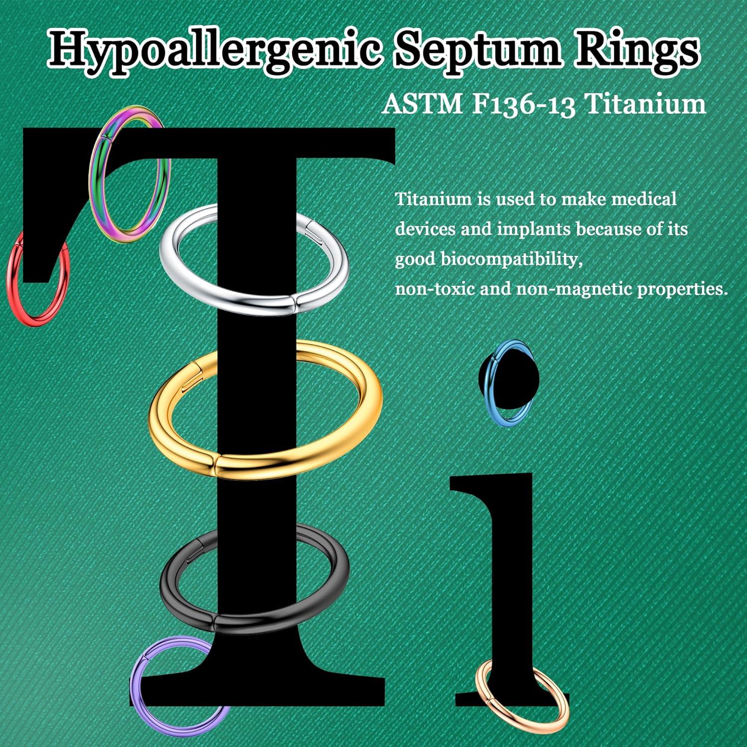 Anillos de Nariz de Titanio G23 SAILIMUE 8 Pcs 8MM 10MM