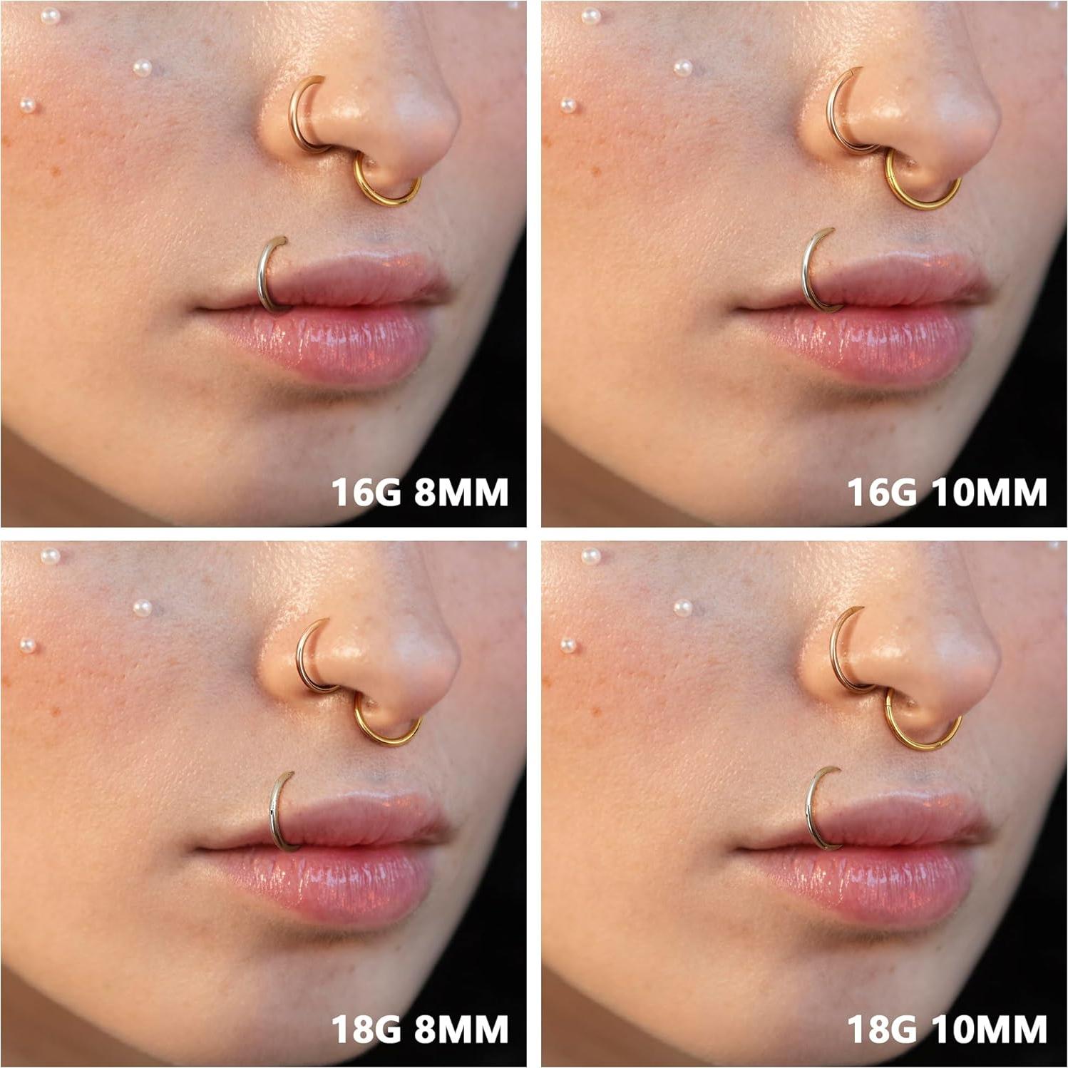 Anillos de Nariz de Titanio G23 SAILIMUE 8 Pcs 8MM 10MM