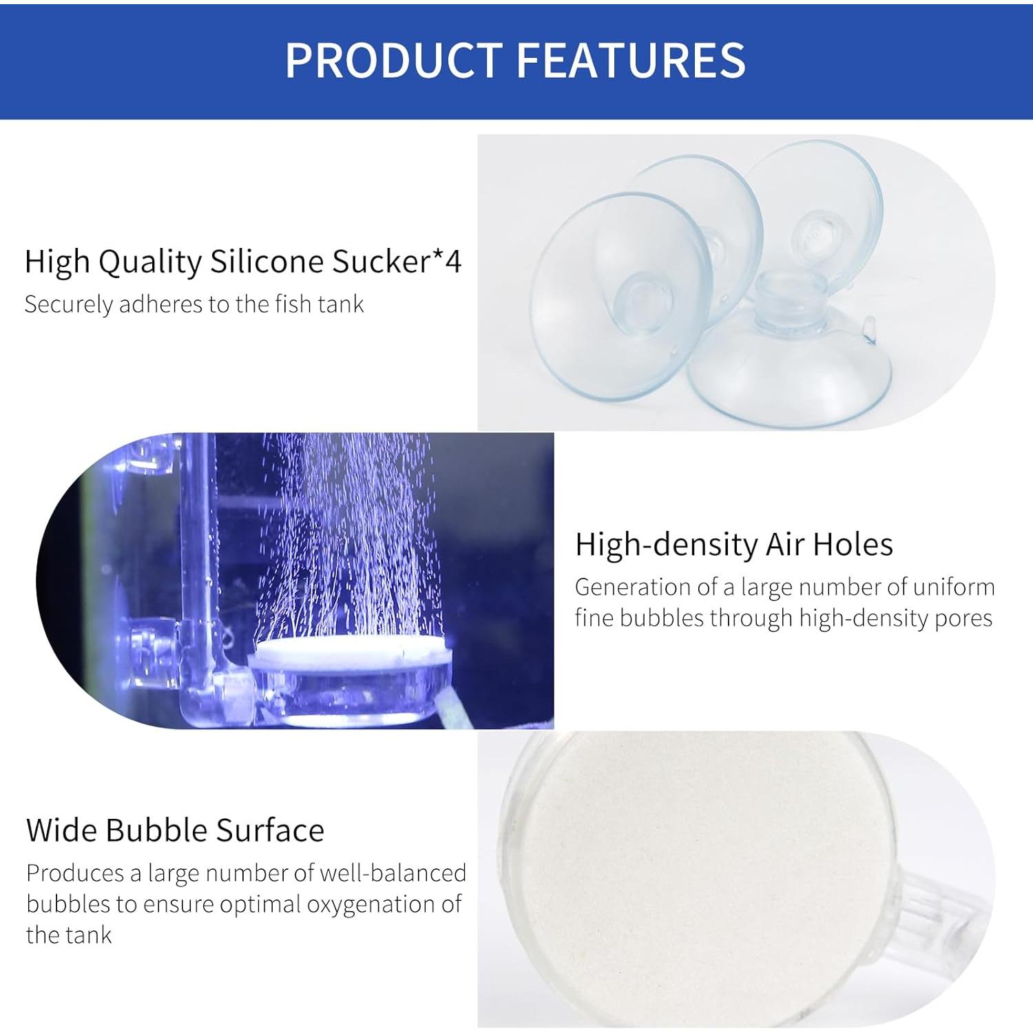 Piedra de Aire para Acuario EKMOIS 2.5 cm con Válvula de Control