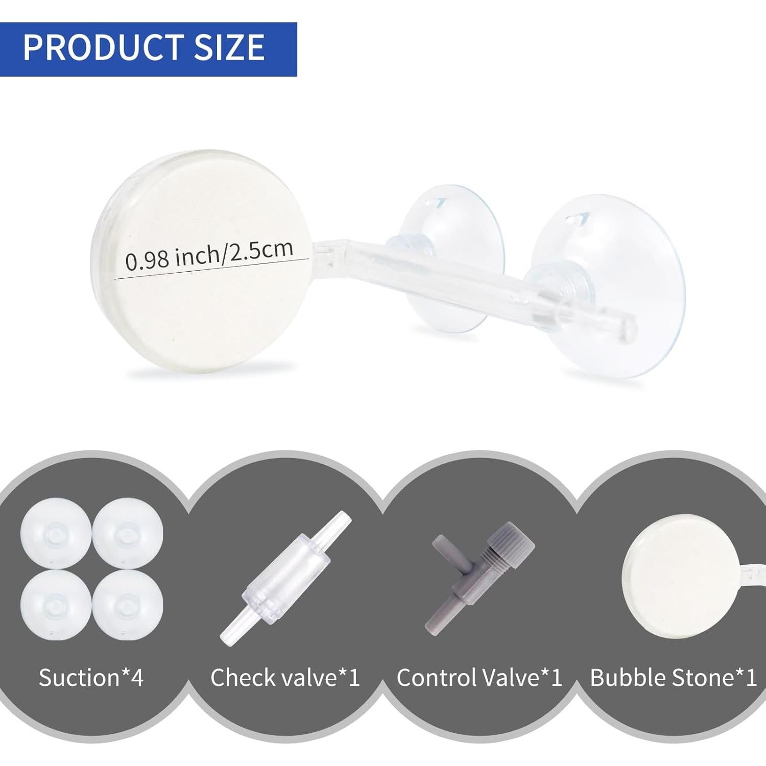 Piedra de Aire para Acuario EKMOIS 2.5 cm con Válvula de Control