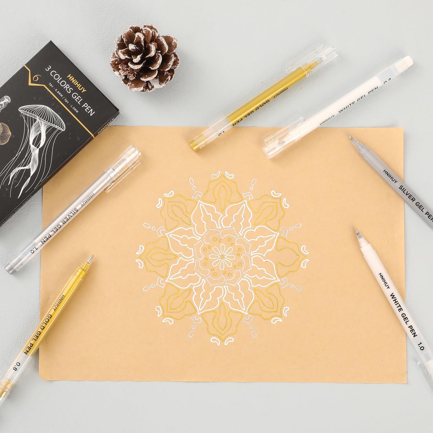 Bolígrafos de Gel Multicolor Genérico 0.8 y 1 mm - Paquete de 6