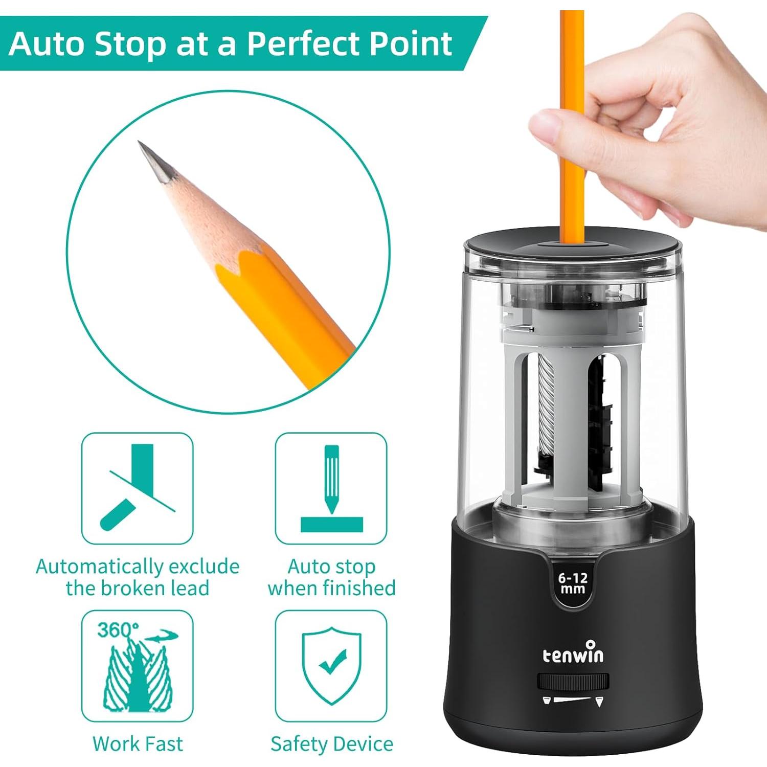 Sacapuntas Eléctrico Tenwin TW8038-1 para Lápices 6-12mm