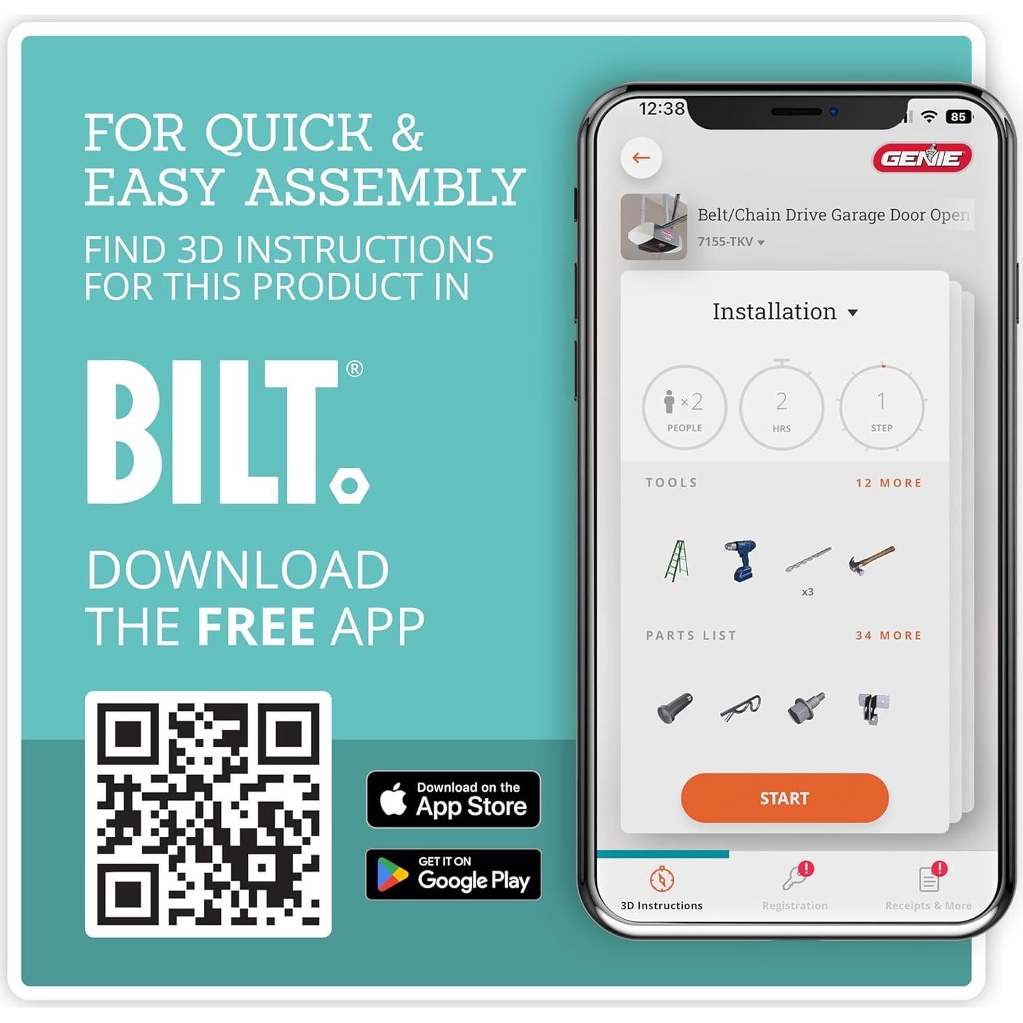 Abridor de Puerta de Garaje Genie 3/4 HPc con Respaldo de Batería