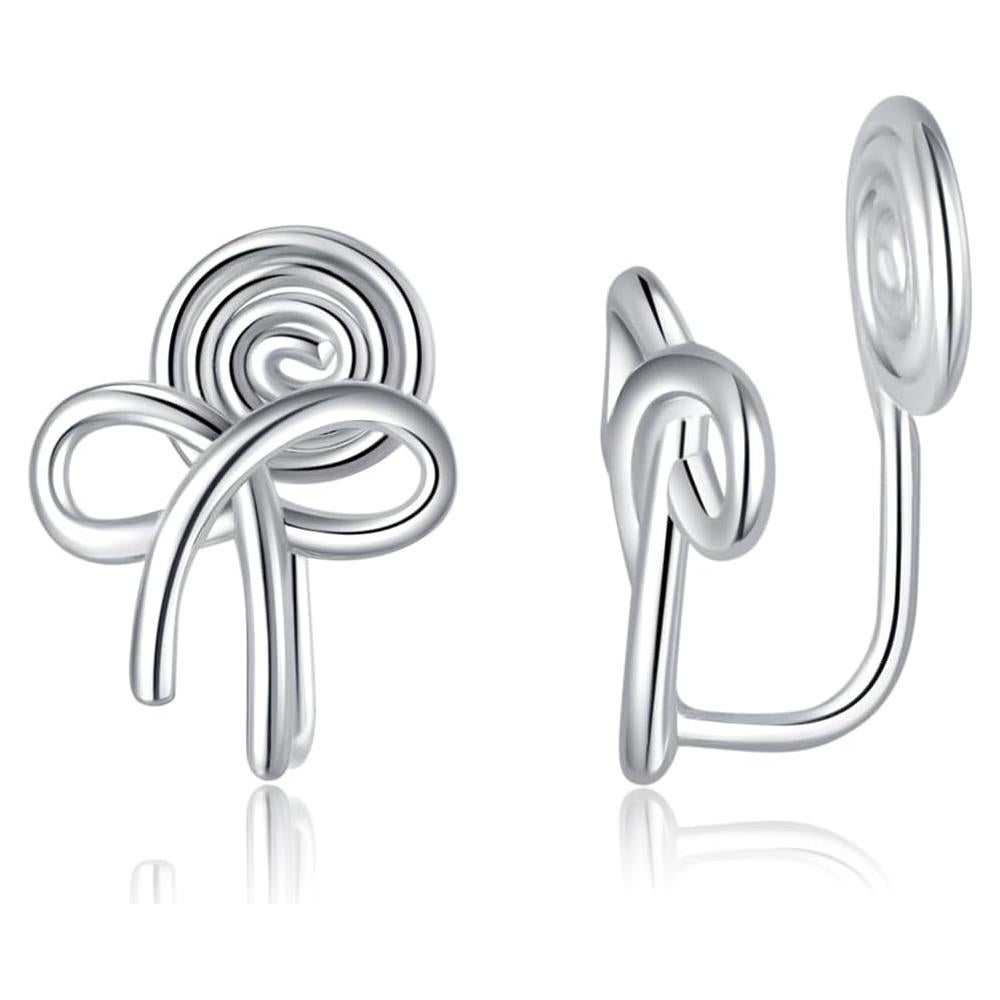 Pendientes de Clip Lazo Plata Esterlina 925 Reffeer 1.5cm