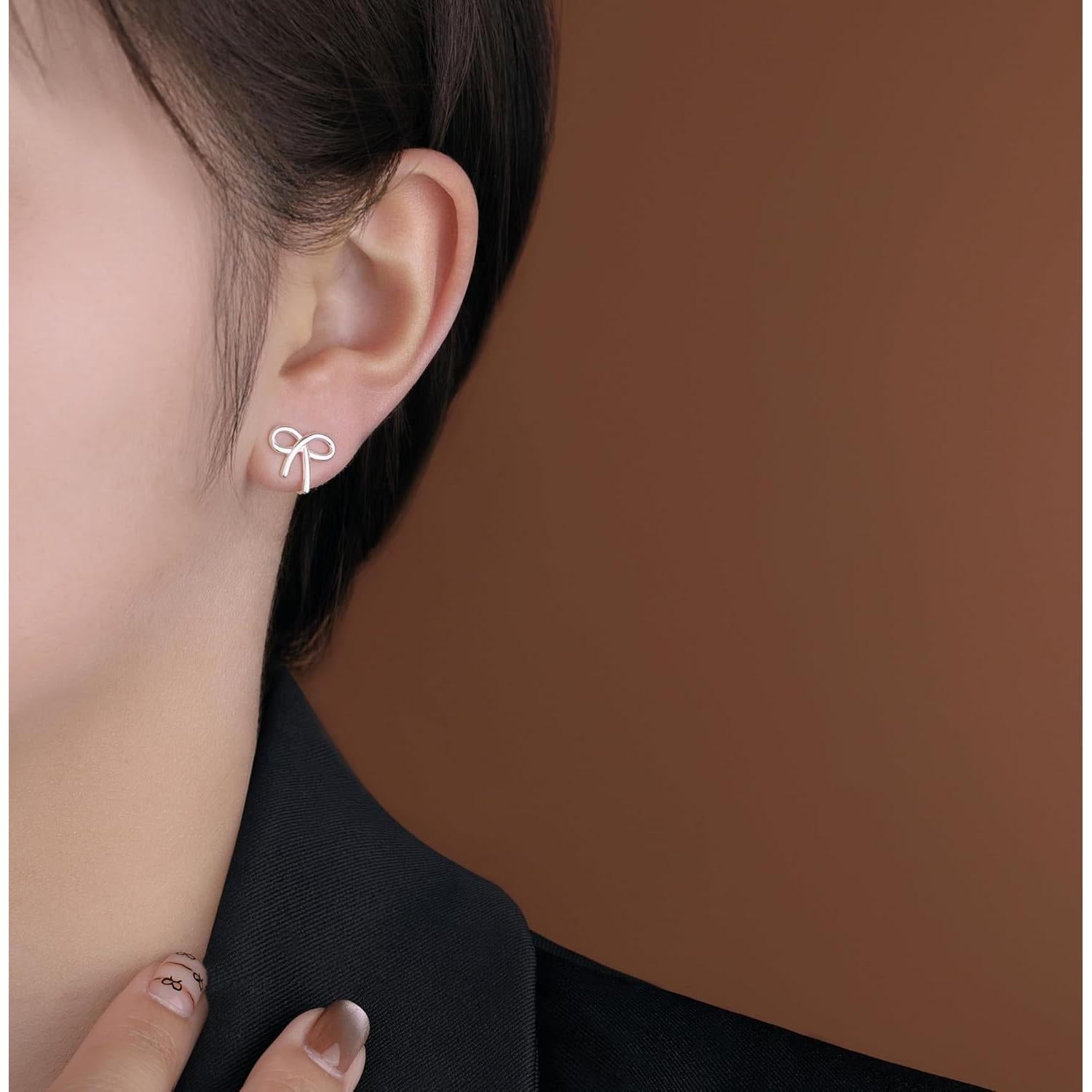 Pendientes de Clip Lazo Plata Esterlina 925 Reffeer 1.5cm