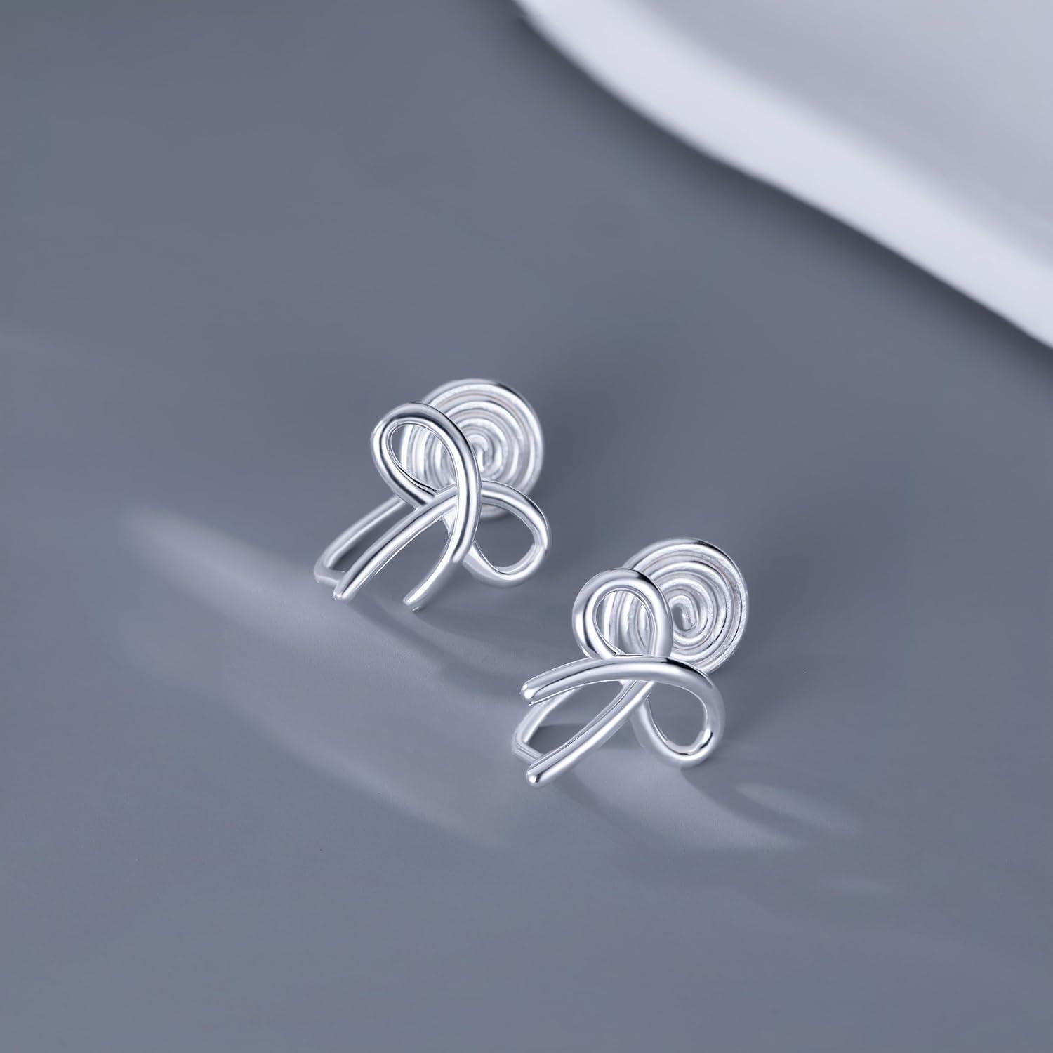 Pendientes de Clip Lazo Plata Esterlina 925 Reffeer 1.5cm