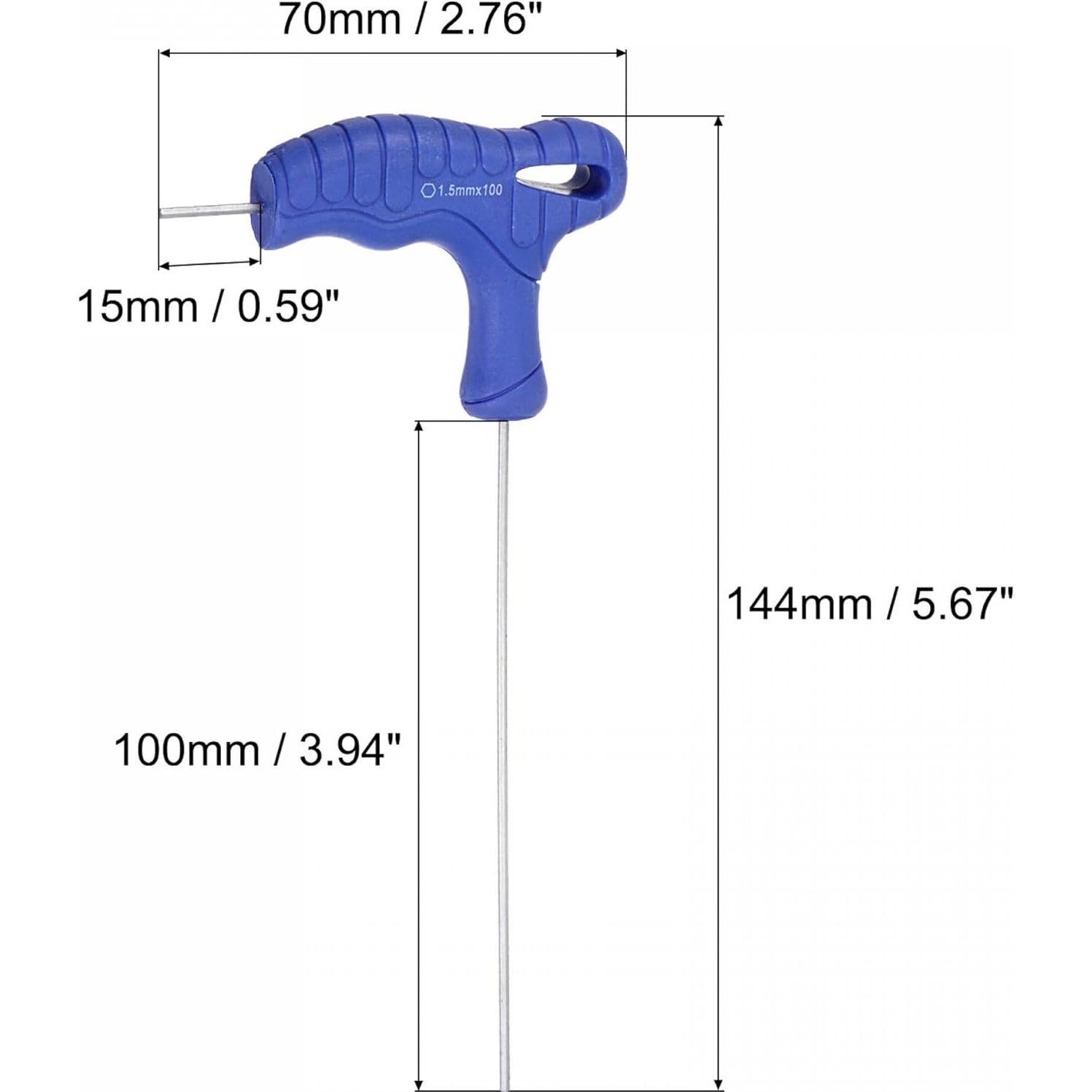 Llave Hexagonal 1.5mm uxcell con Mango en T Acero CR-V