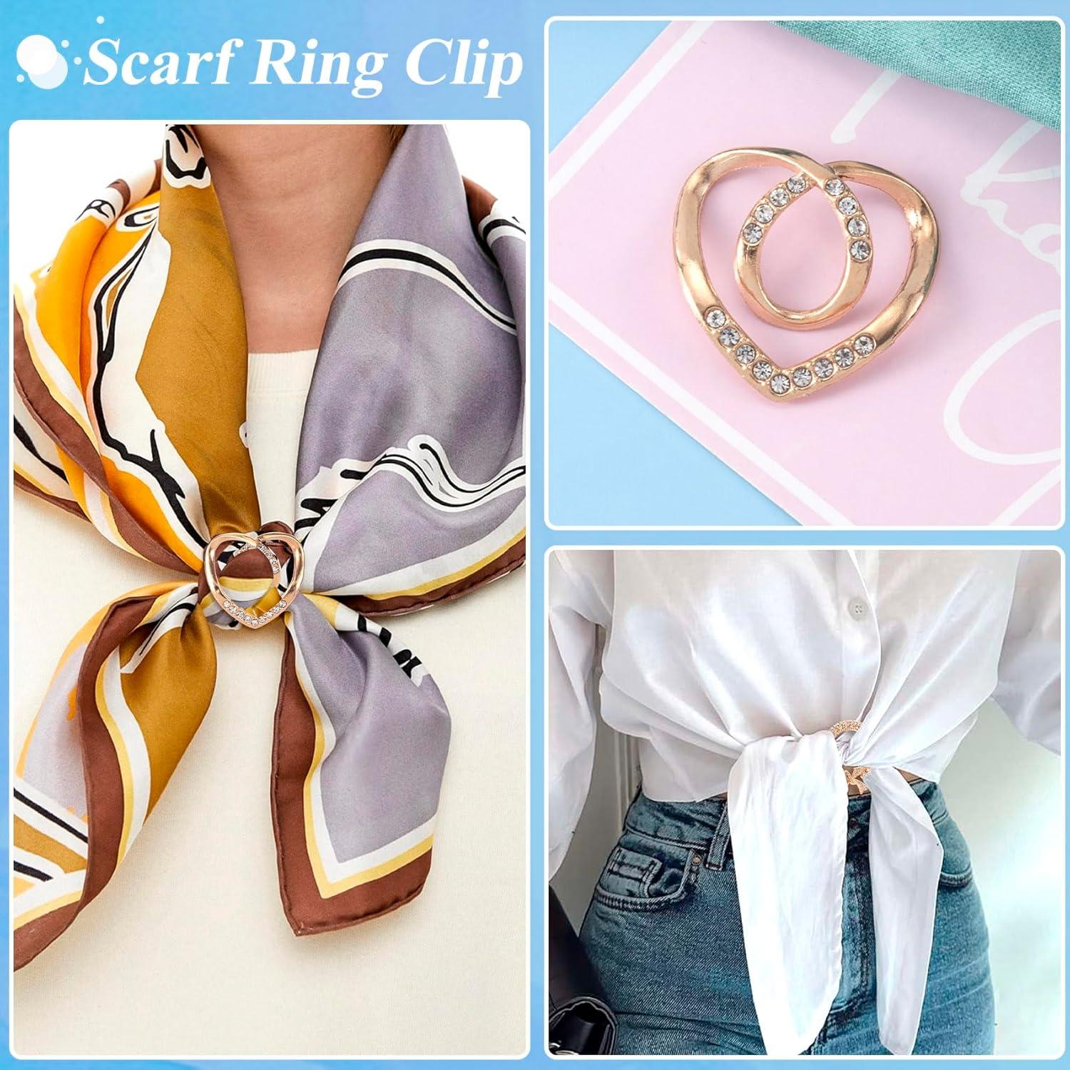 3 Clips de Bufanda Dorados con Rhinestone para Mujeres