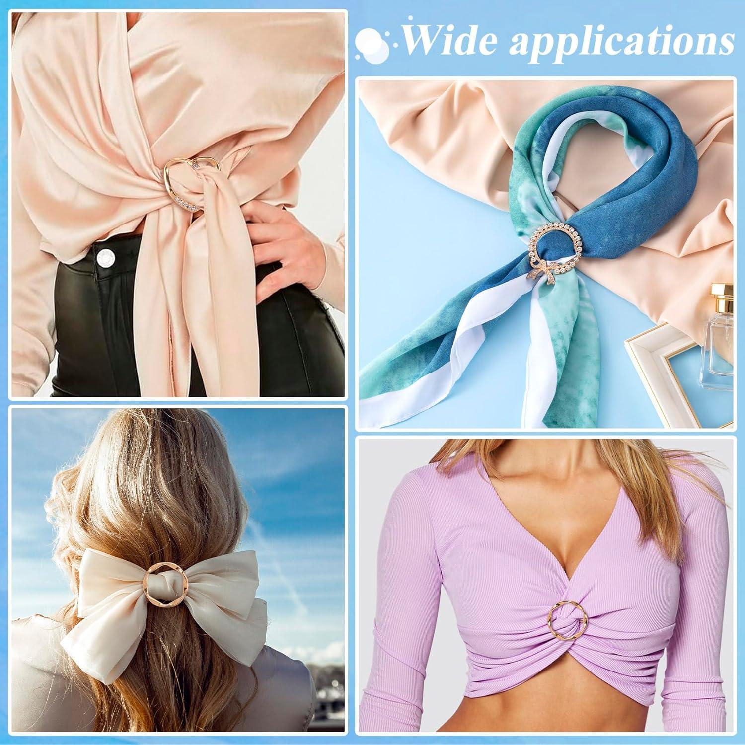 3 Clips de Bufanda Dorados con Rhinestone para Mujeres