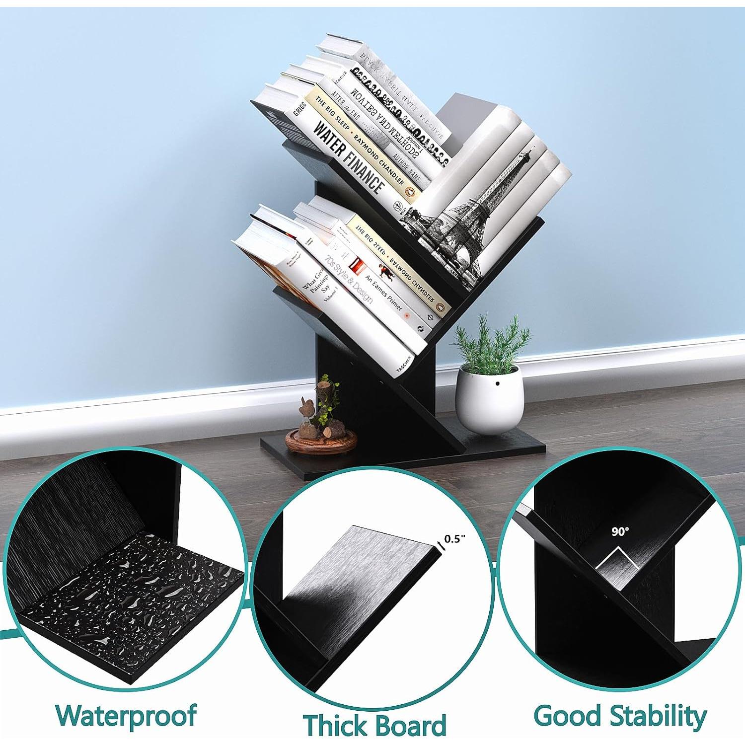 Estante de Libros R RUISHENG 3 Niveles Negro MDF 10 kg