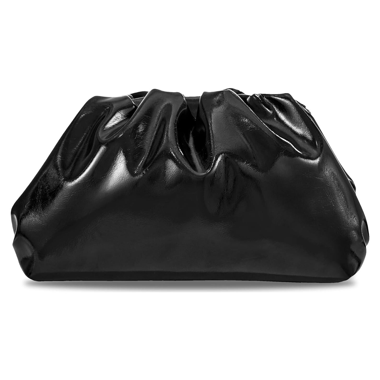 Bolso de Mano Plisado de Cuero Vegano Huralona - Color Negro