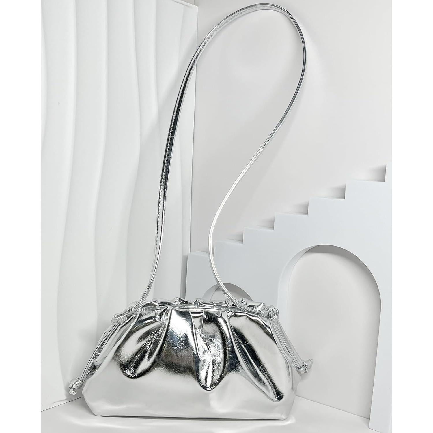 Bolso de Mano Plisado de Cuero Vegano Huralona - Color Negro