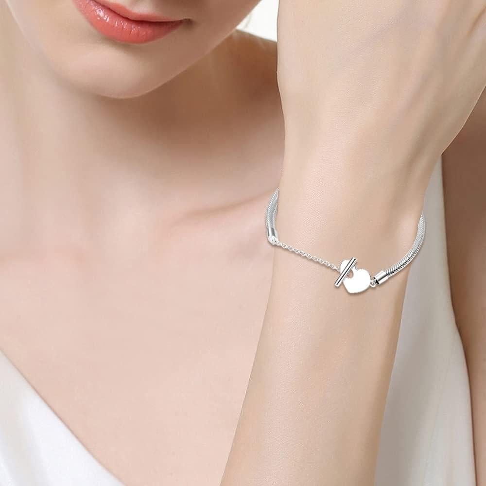 Pulsera de Cadena de Serpiente KUNSIR Plata Esterlina 925 17cm