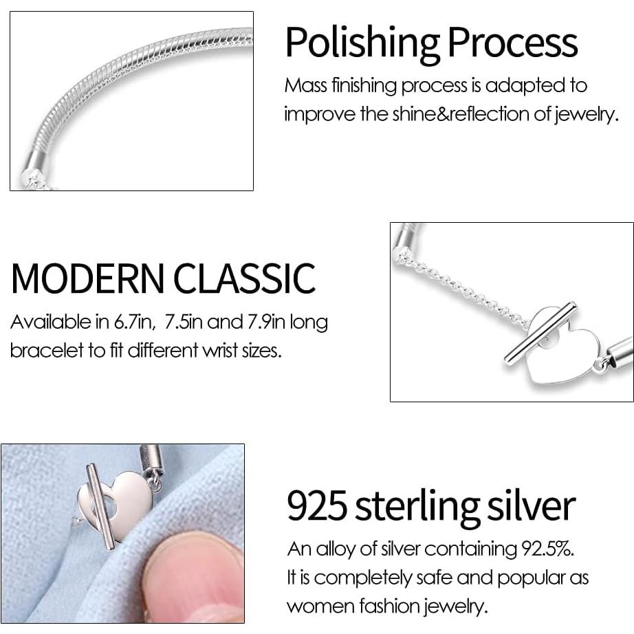 Pulsera de Cadena de Serpiente KUNSIR Plata Esterlina 925 17cm