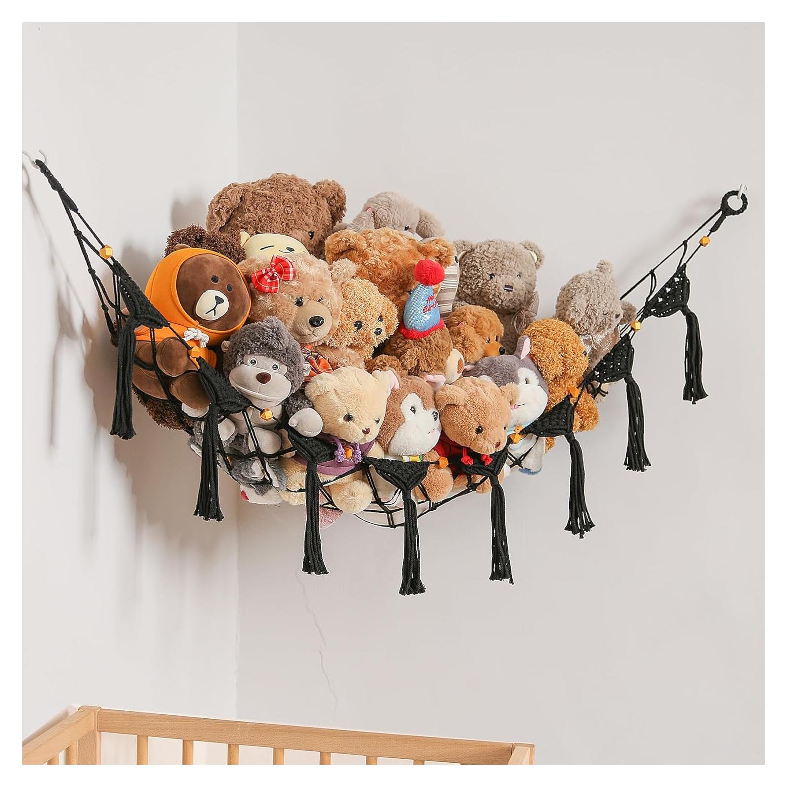 Hamaca Colgante Organizador de Juguetes de Peluche Amdermi Negra