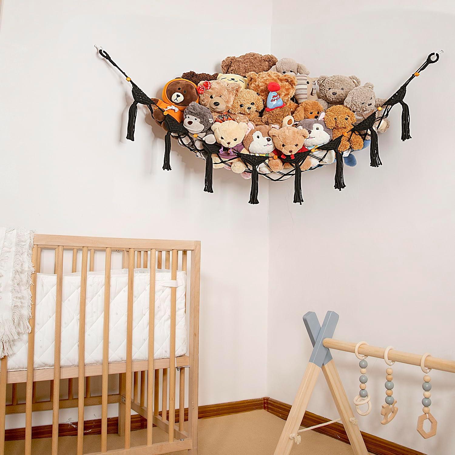 Hamaca Colgante Organizador de Juguetes de Peluche Amdermi Negra