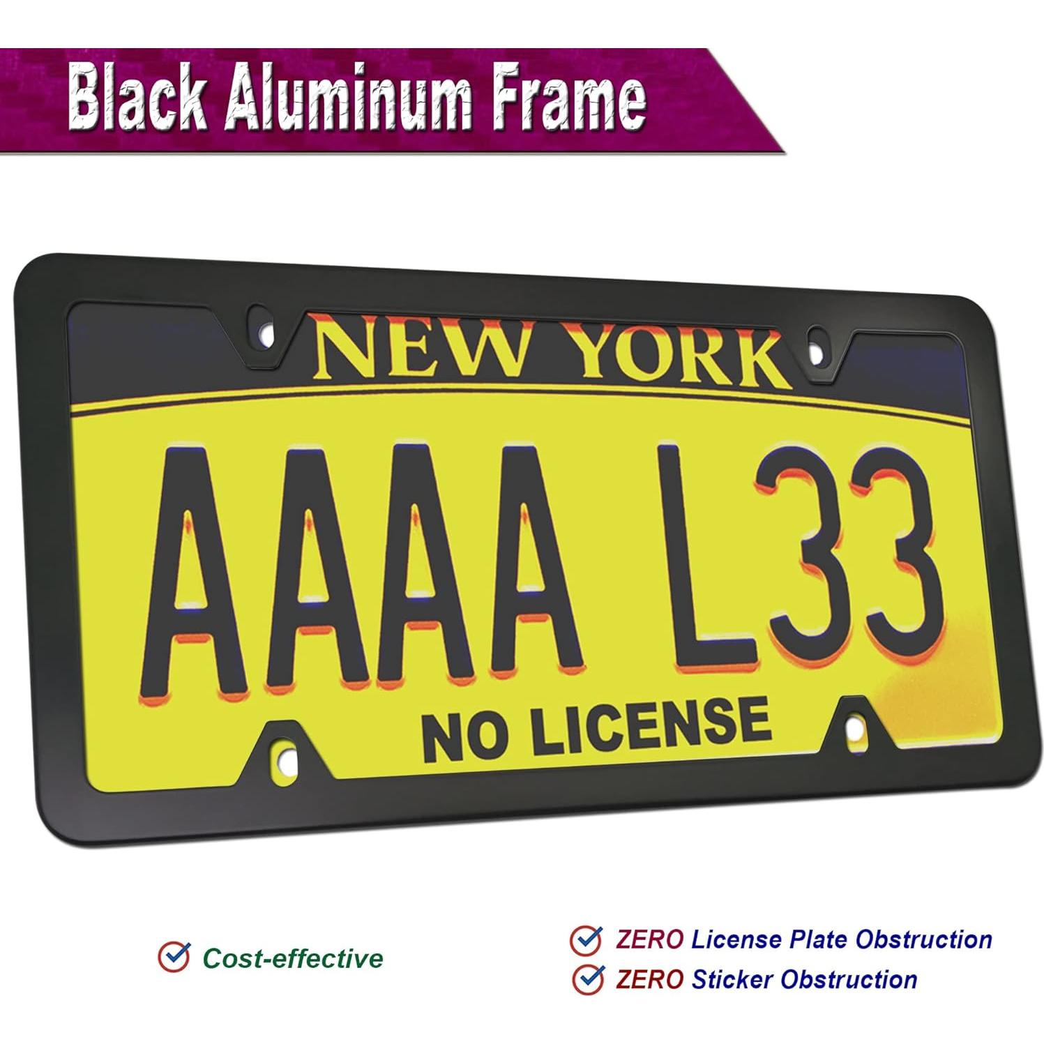 Kit de Soporte de Placa de Licencia Delantera ZXFOOG - Aluminio Negro Mate
