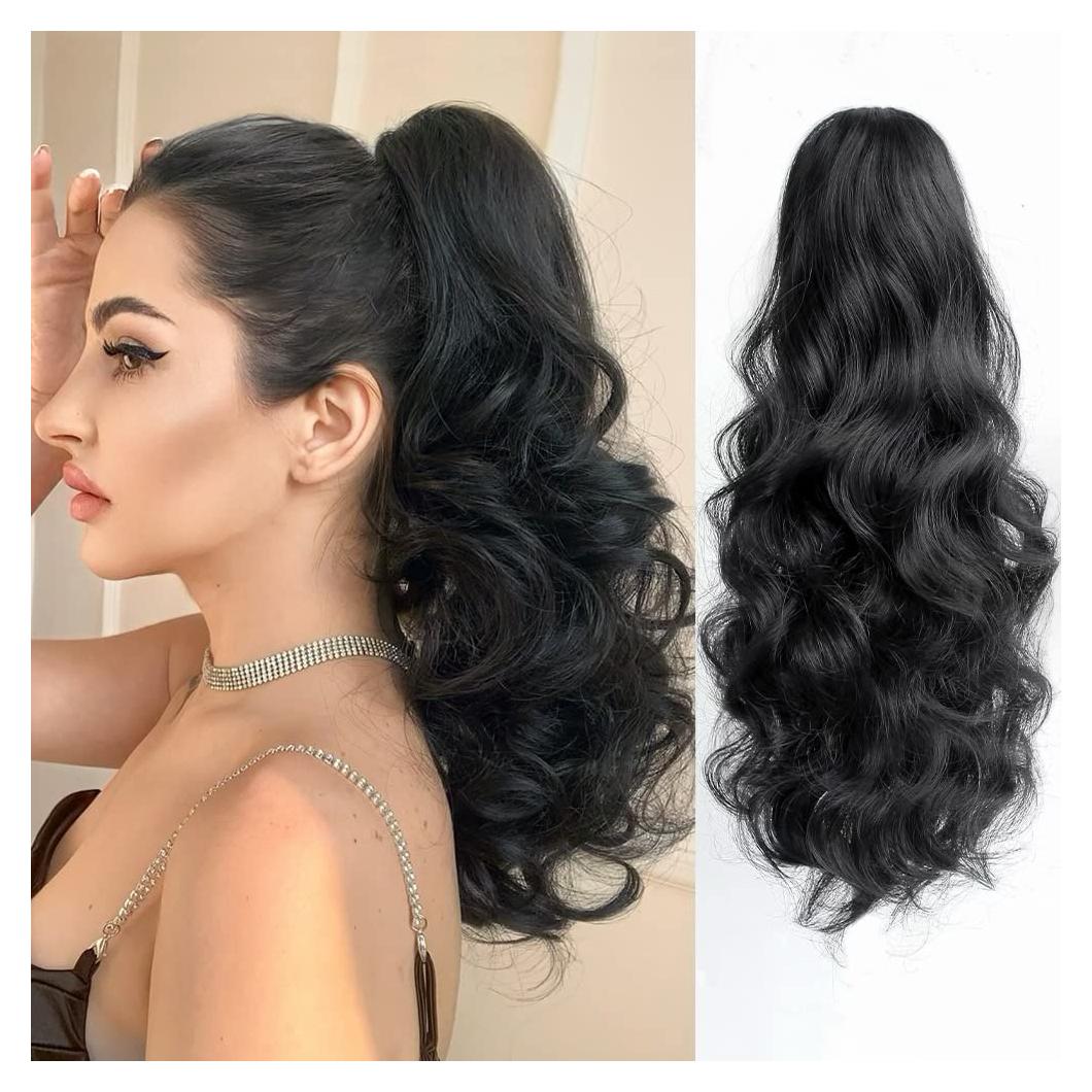 Extensión de Cola de Caballo Rizada Sintética StrRid 40.64 cm Negra