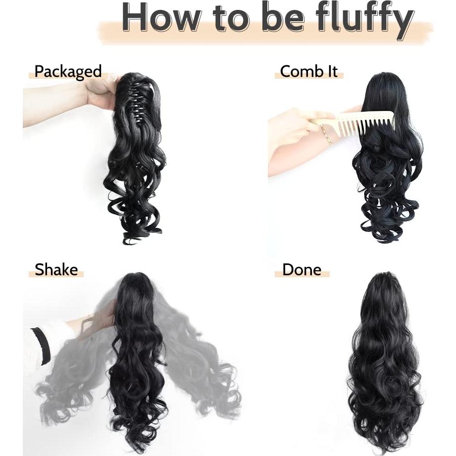 Extensión de Cola de Caballo Rizada Sintética StrRid 40.64 cm Negra