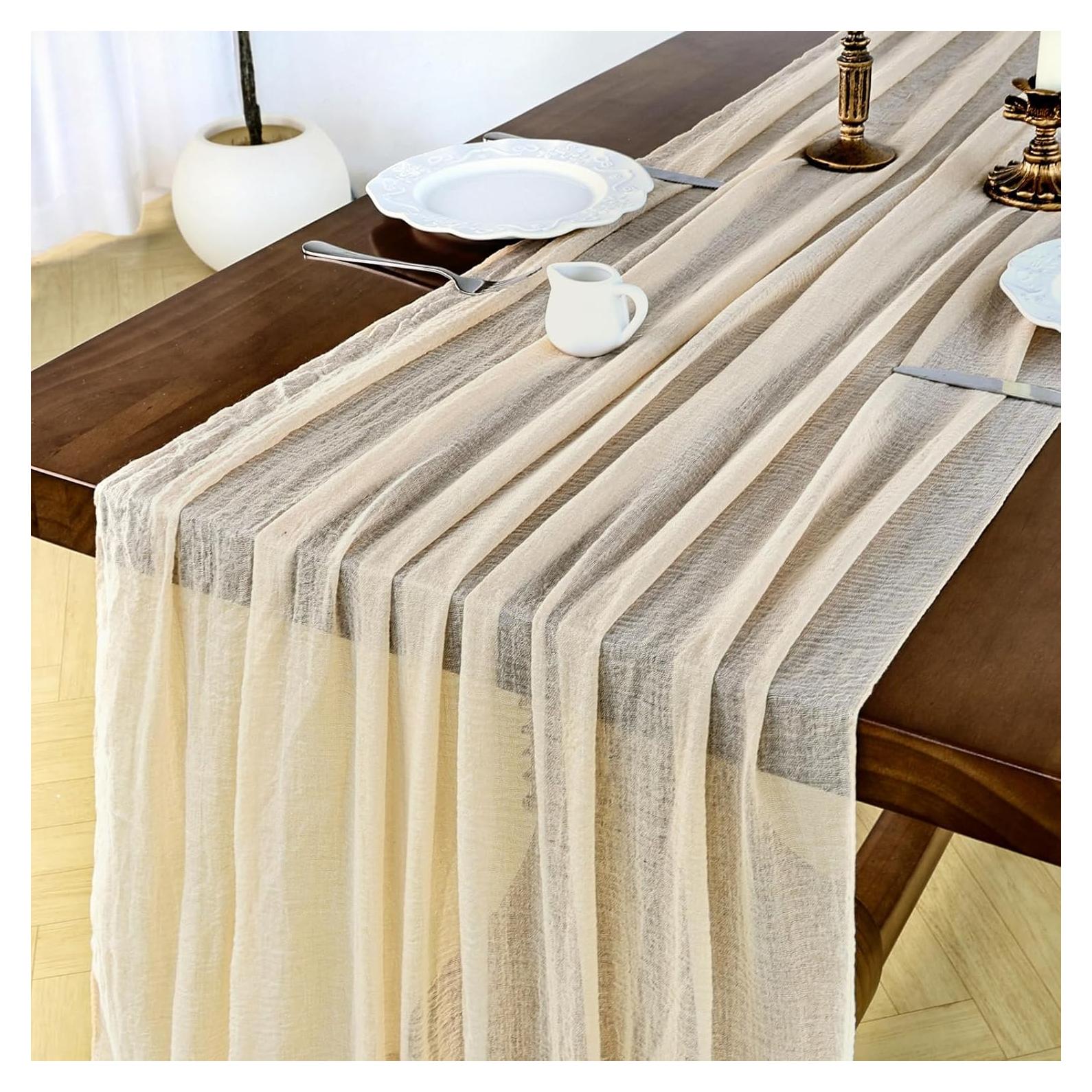 Camino de Mesa de Gasa Beige 80x300 cm LuluXenia Boho