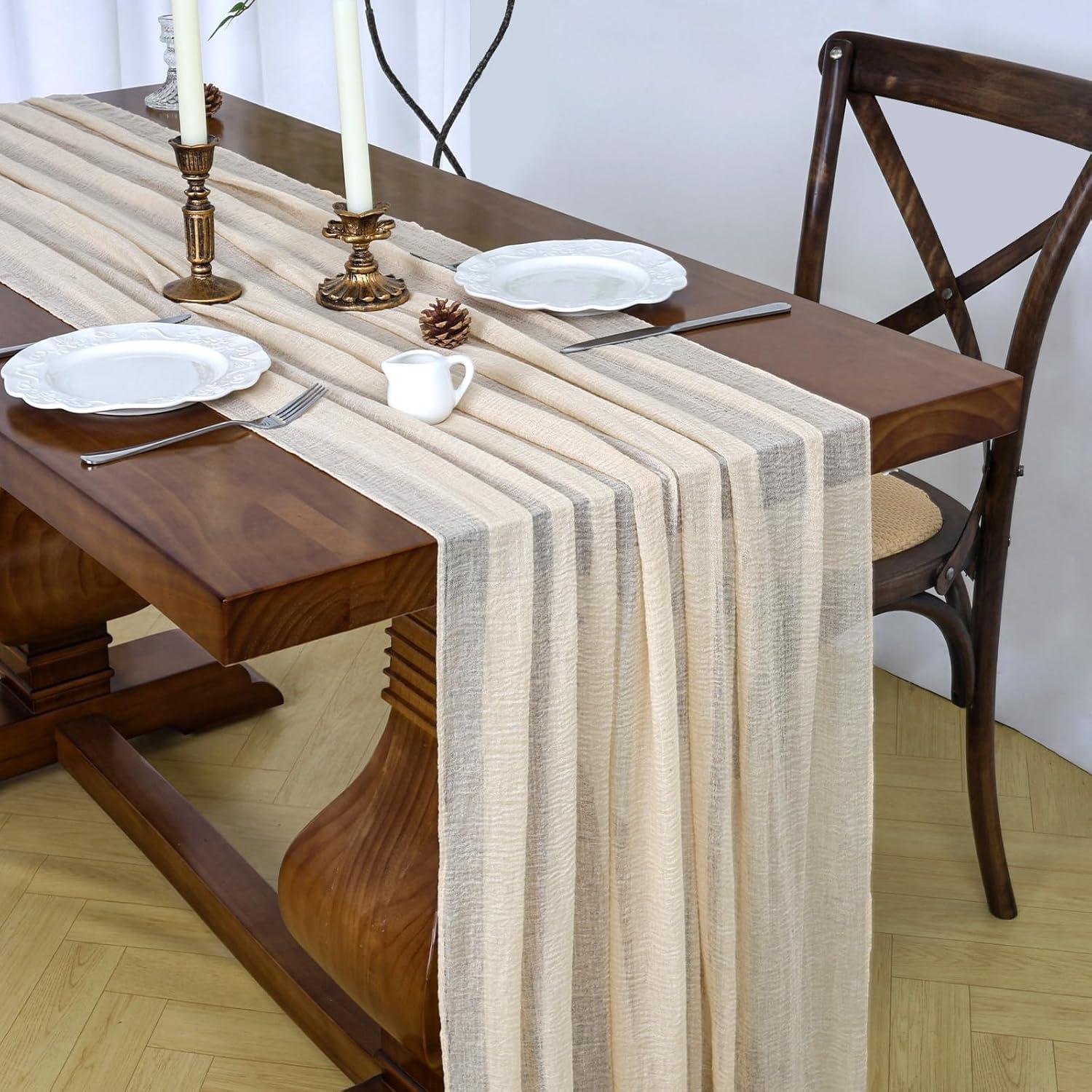 Camino de Mesa de Gasa Beige 80x300 cm LuluXenia Boho