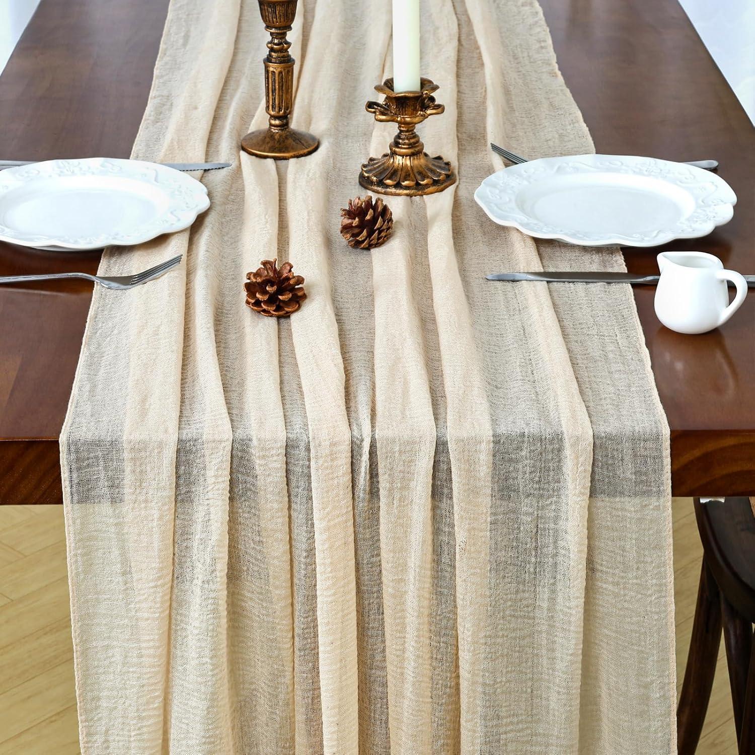 Camino de Mesa de Gasa Beige 80x300 cm LuluXenia Boho