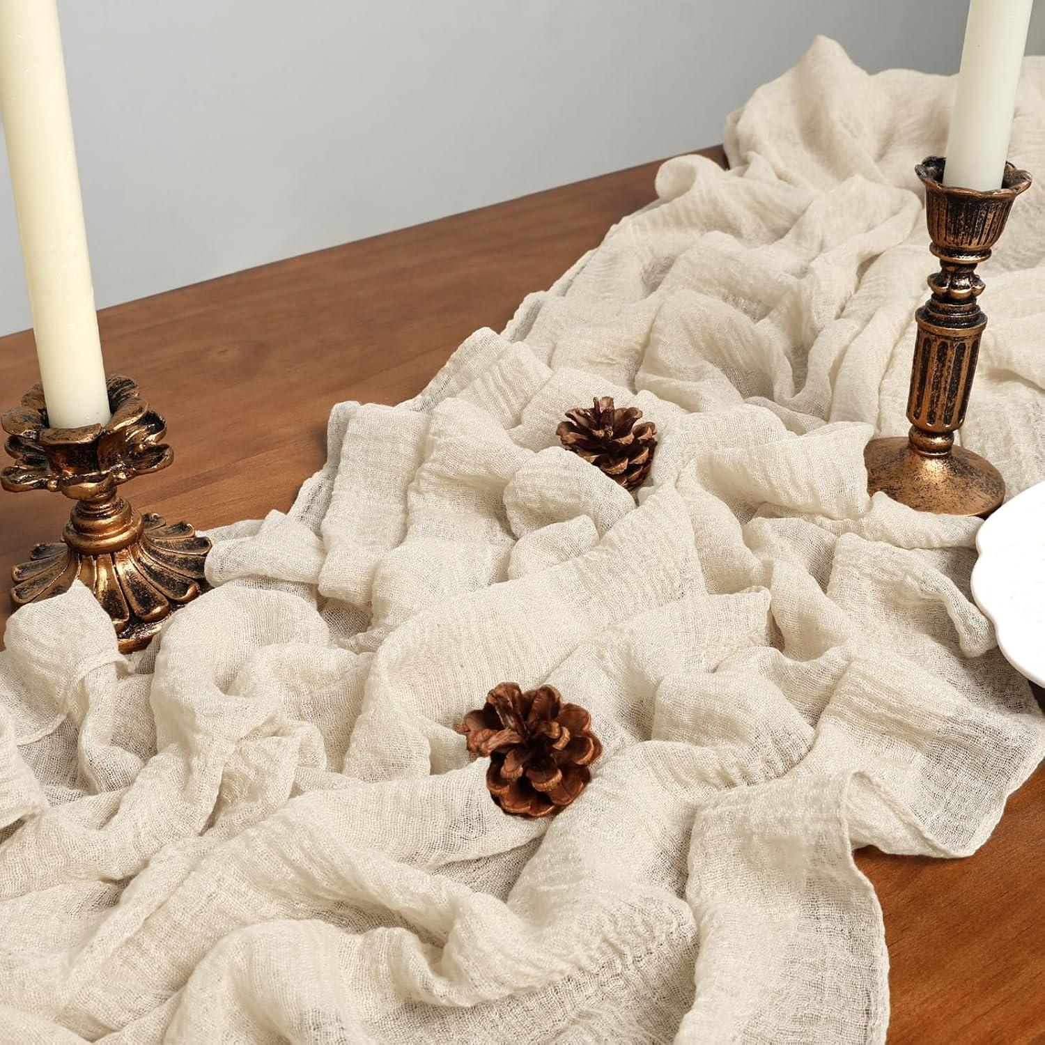 Camino de Mesa de Gasa Beige 80x300 cm LuluXenia Boho