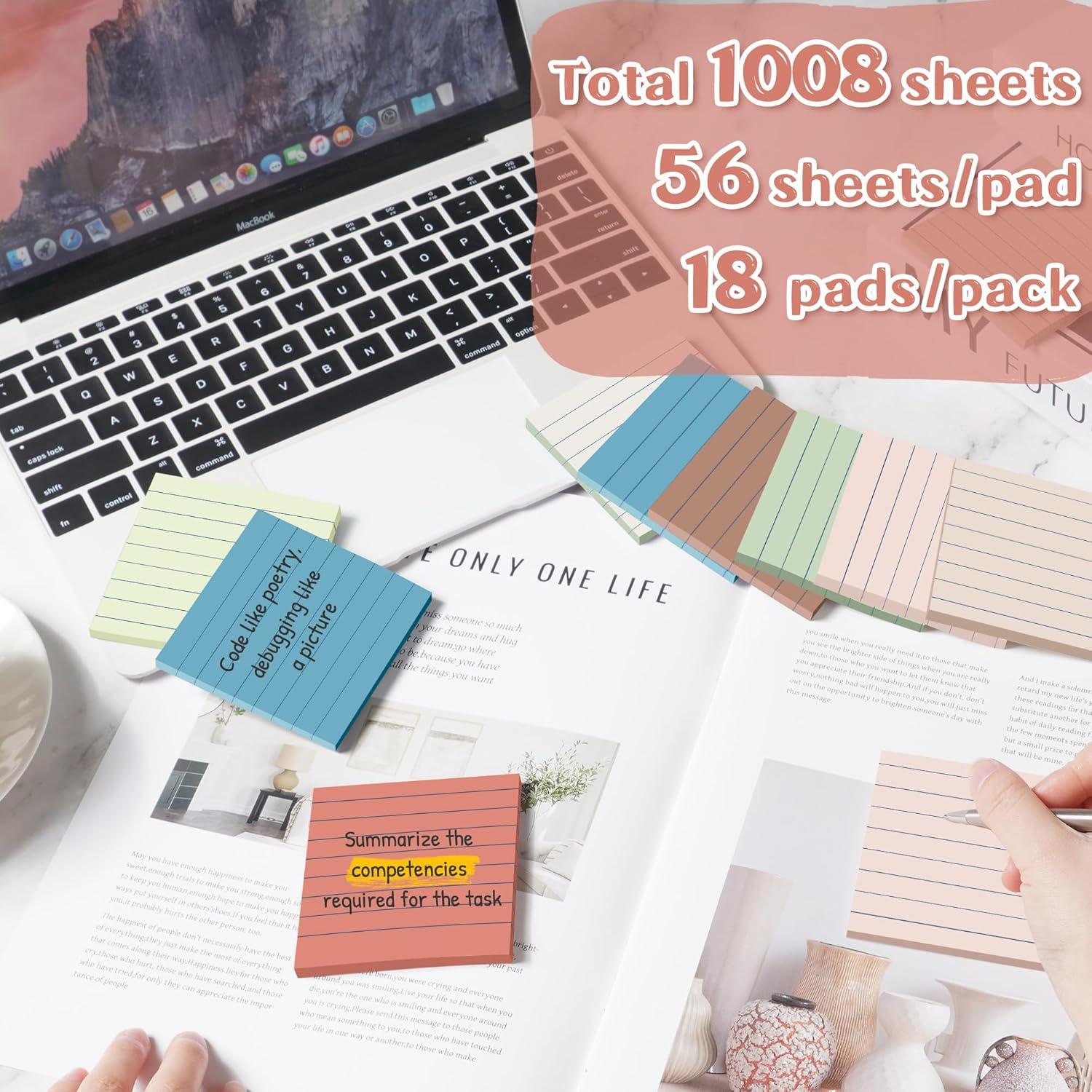 Notas Adhesivas Rayadas VIPSTAR 7.6x7.6 cm Colores Vintage