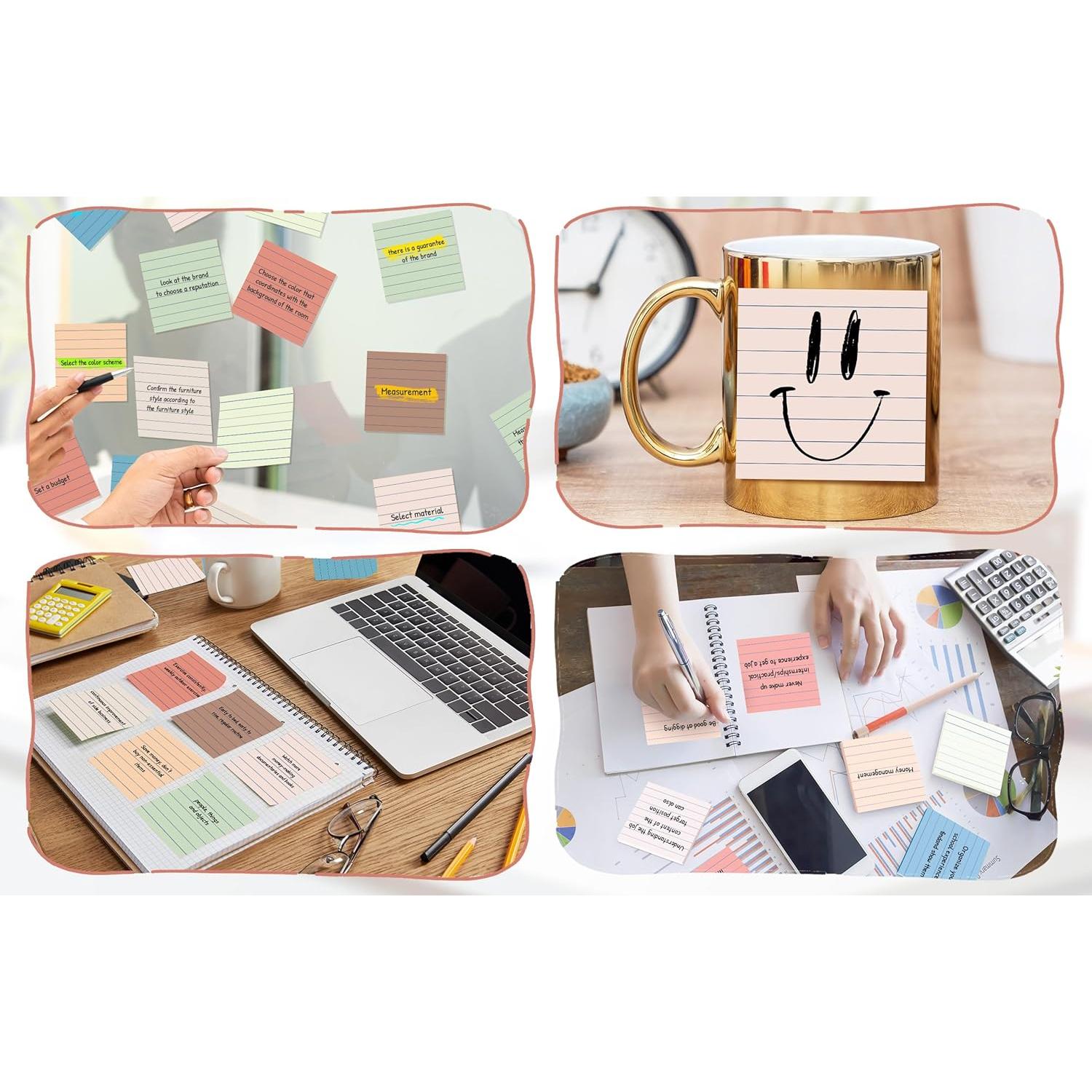 Notas Adhesivas Rayadas VIPSTAR 7.6x7.6 cm Colores Vintage