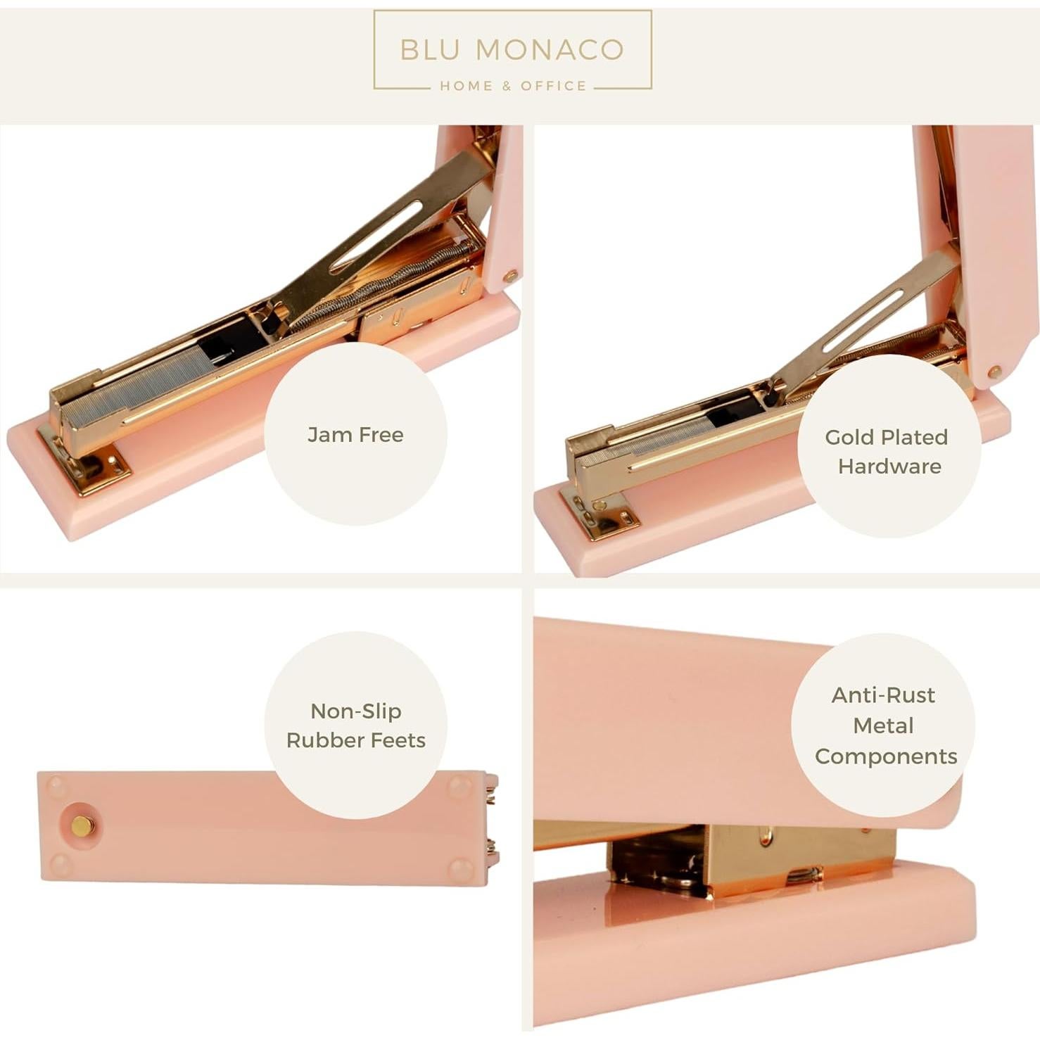 Grapadora de Escritorio Rosa Blu Monaco - Mecanismo de Metal Duradero