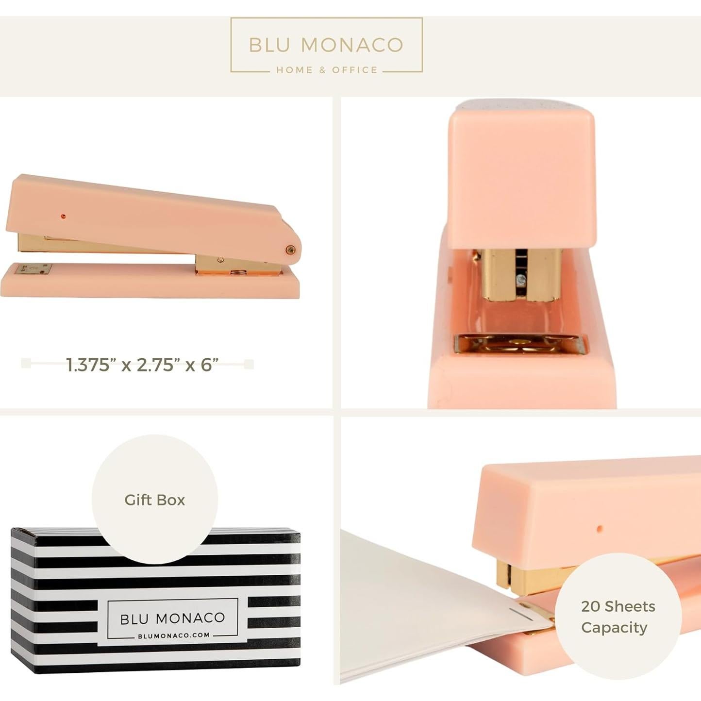 Grapadora de Escritorio Rosa Blu Monaco - Mecanismo de Metal Duradero