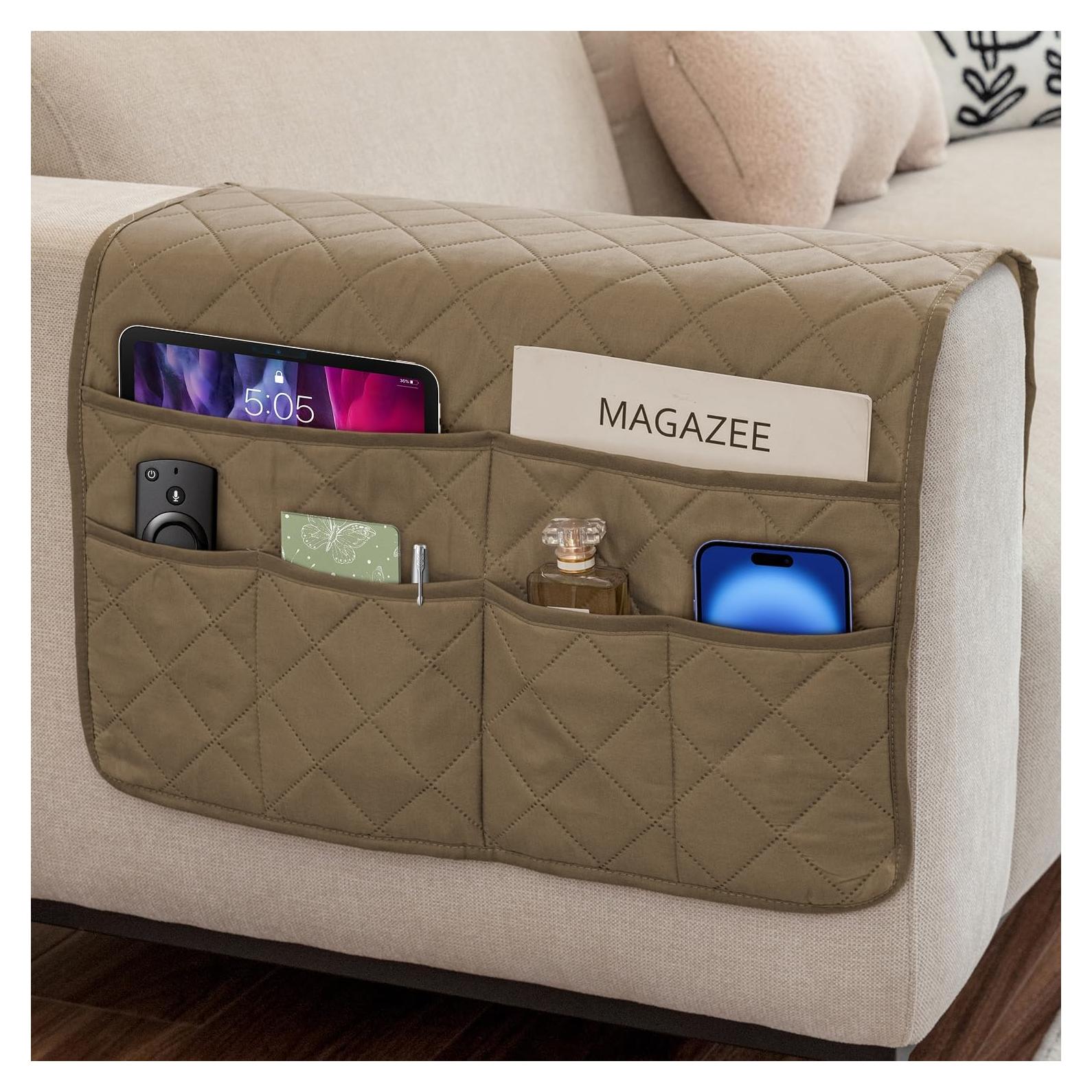 Soporte Organizador para Control Remoto DECKALY Beige 6 Bolsillos