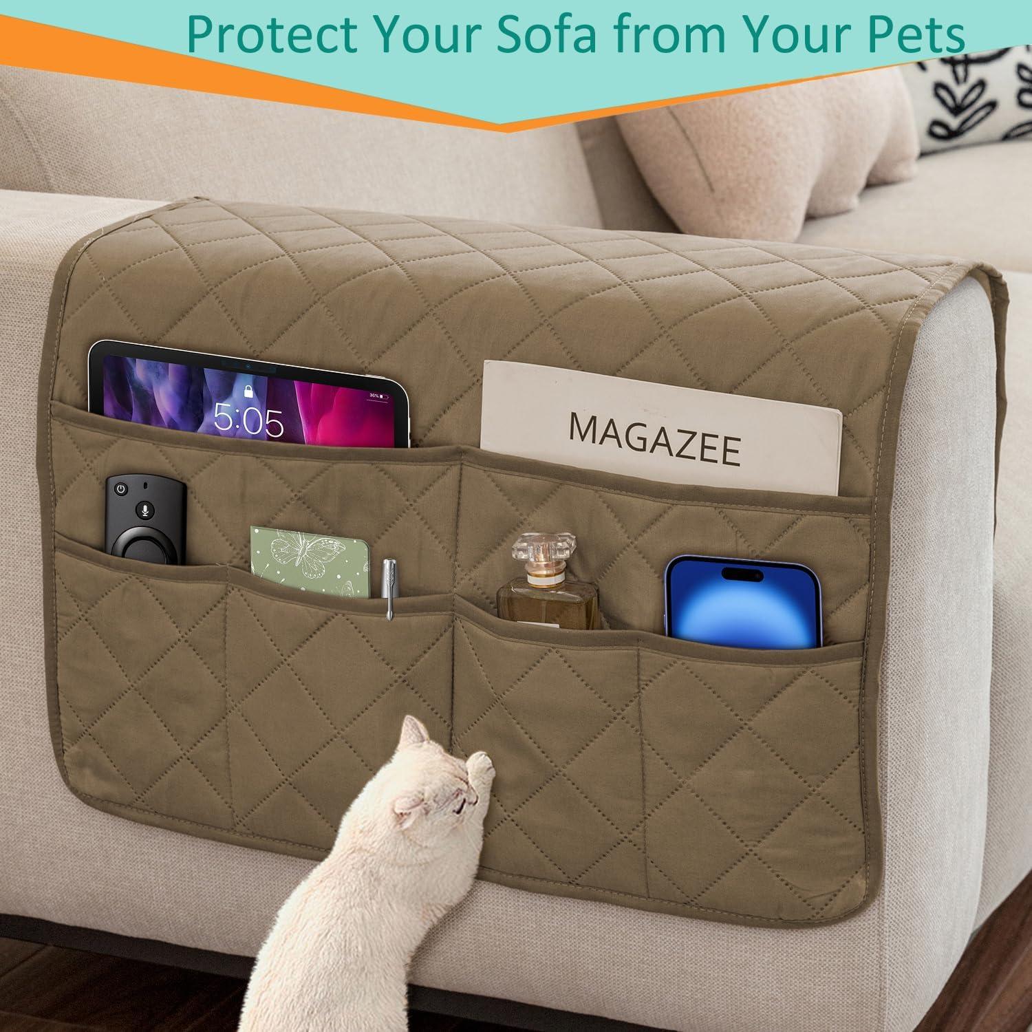 Soporte Organizador para Control Remoto DECKALY Beige 6 Bolsillos