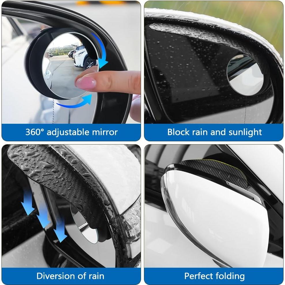 Espejos de Punto Ciego SANTACIN 2-en-1 con Protector de Lluvia