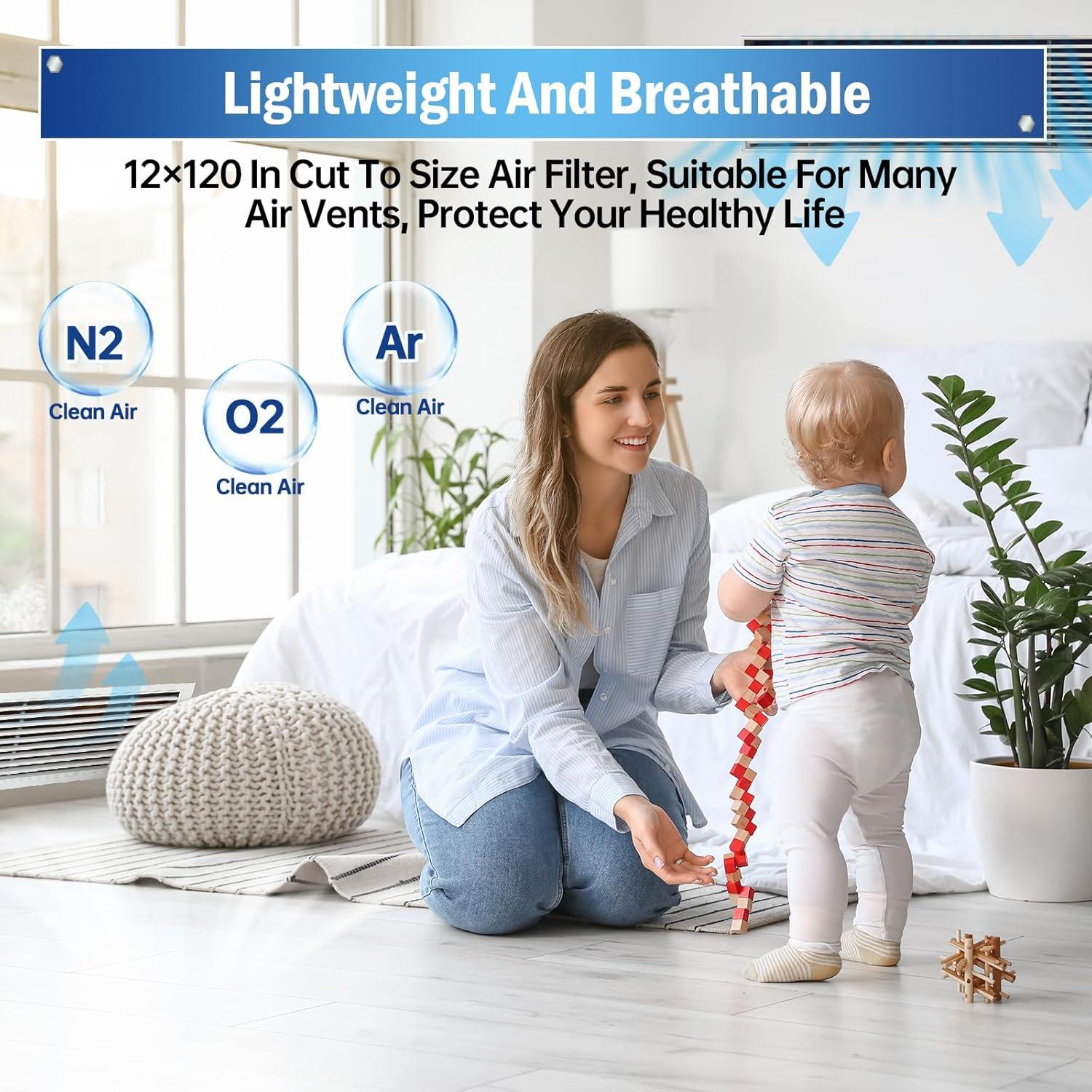 Filtro de Aire Cortable MAXTBEE 12x100" MERV 8 Paquete de 2