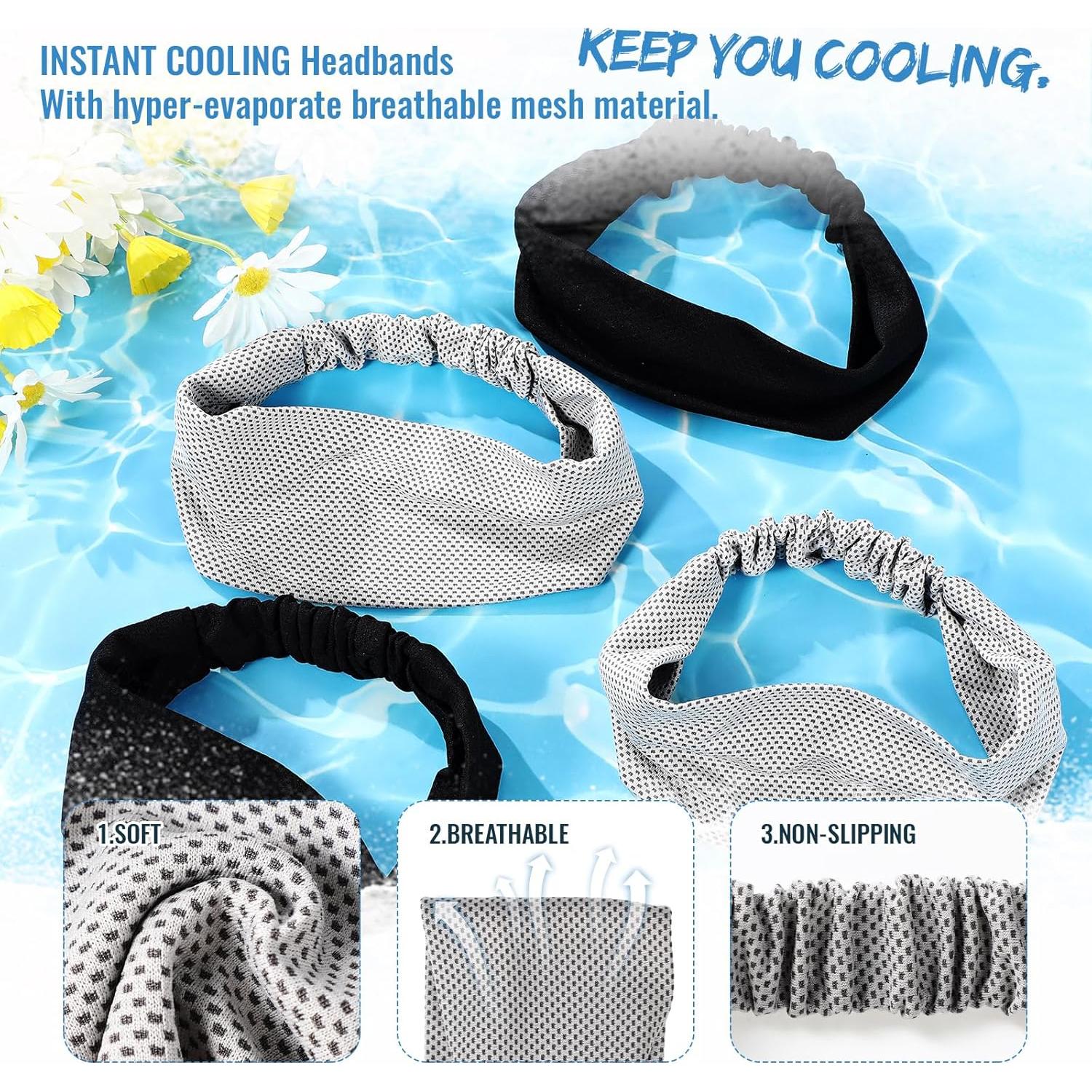 Diademas de Sudor Coume 4 Pcs Refrigerantes para Entrenamiento