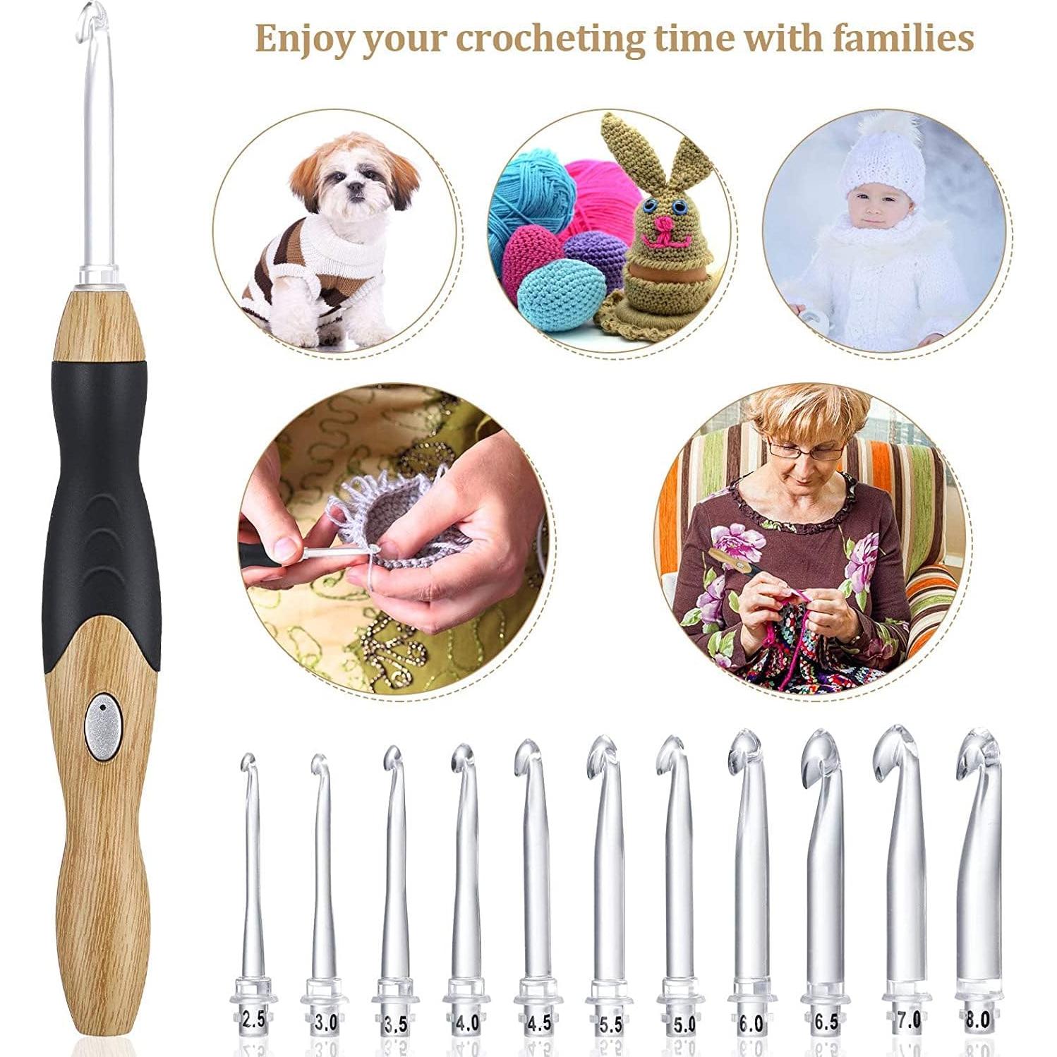 Juego de Ganchillos Iluminados LOVE&WEAVING - 11 Piezas 2.5mm a 8.0mm