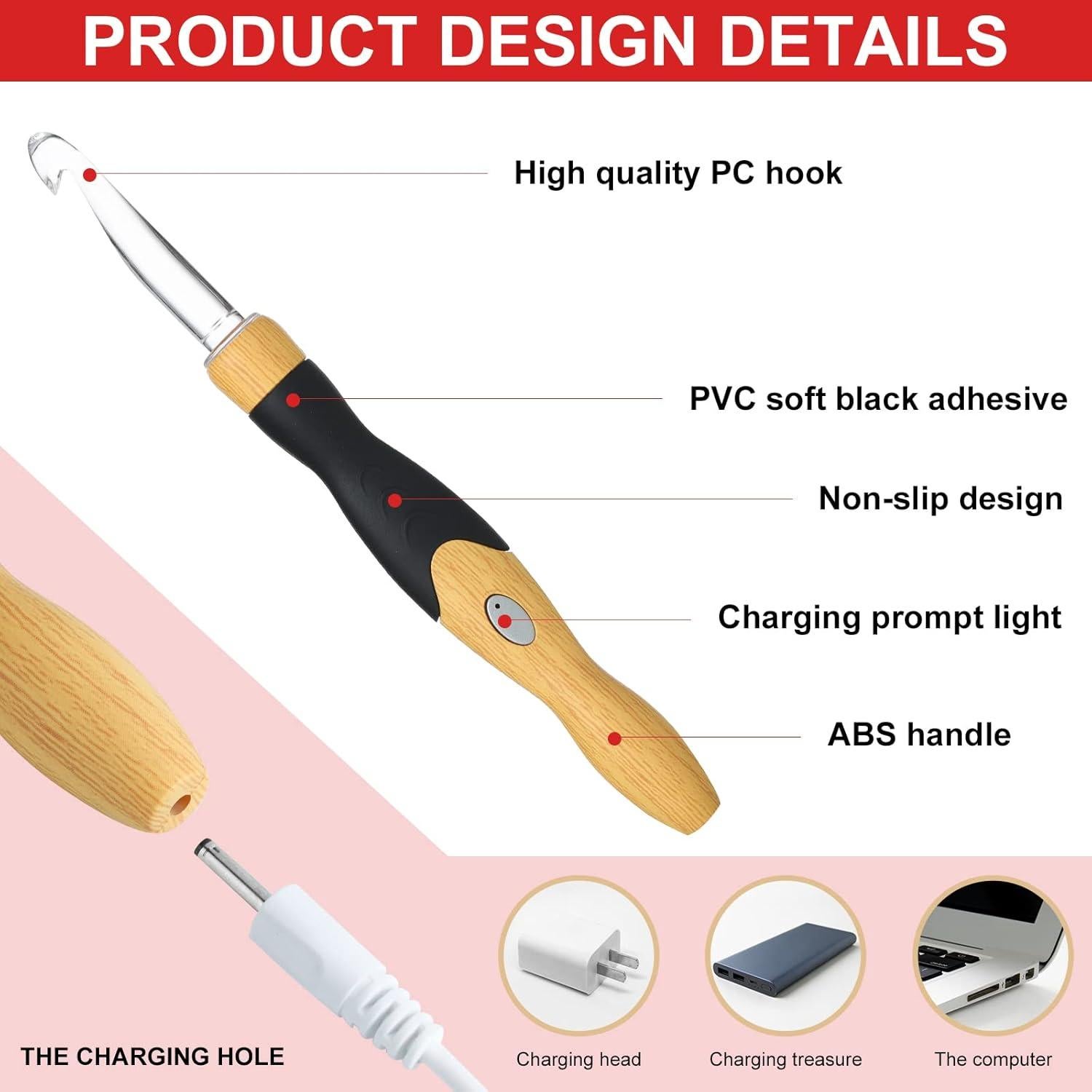 Juego de Ganchillos Iluminados LOVE&WEAVING - 11 Piezas 2.5mm a 8.0mm