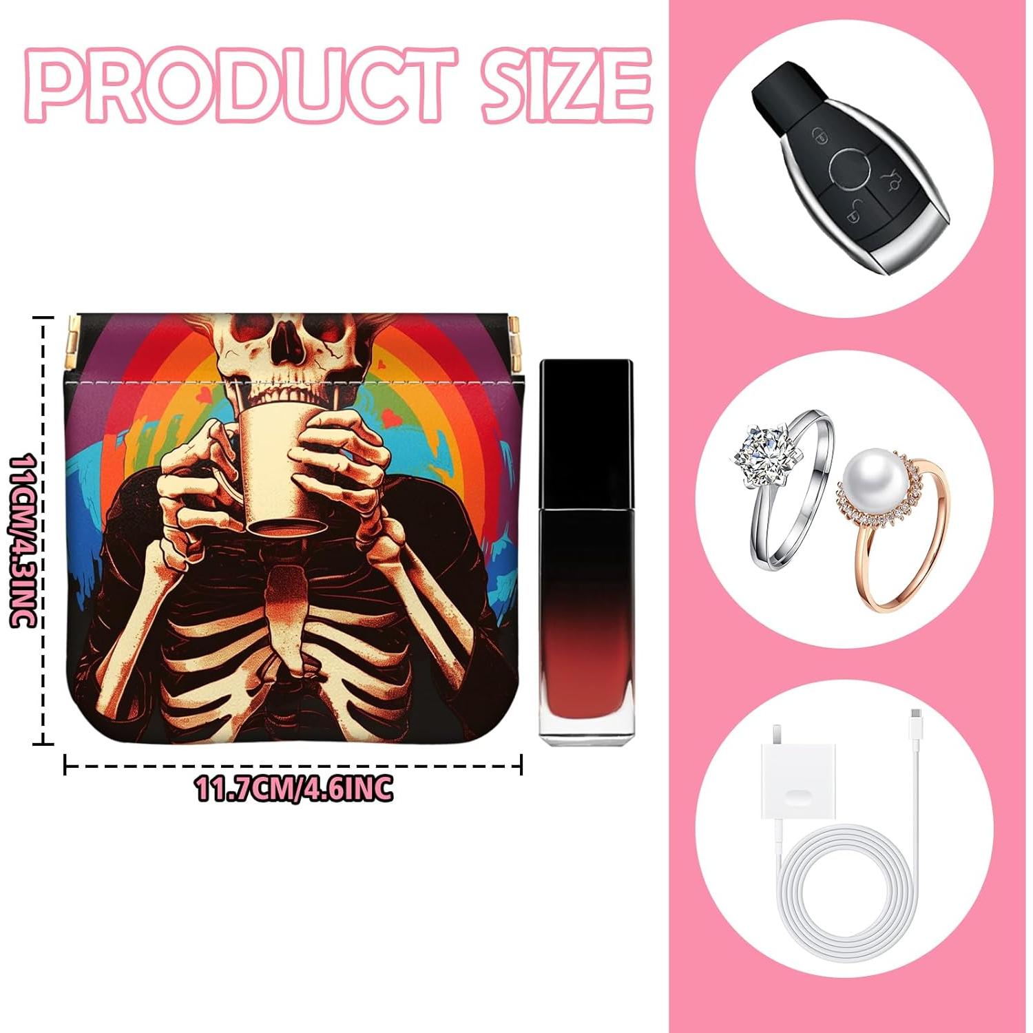 Monedero Mini 2 PCS Cuero Sintético Murciélago Esqueleto