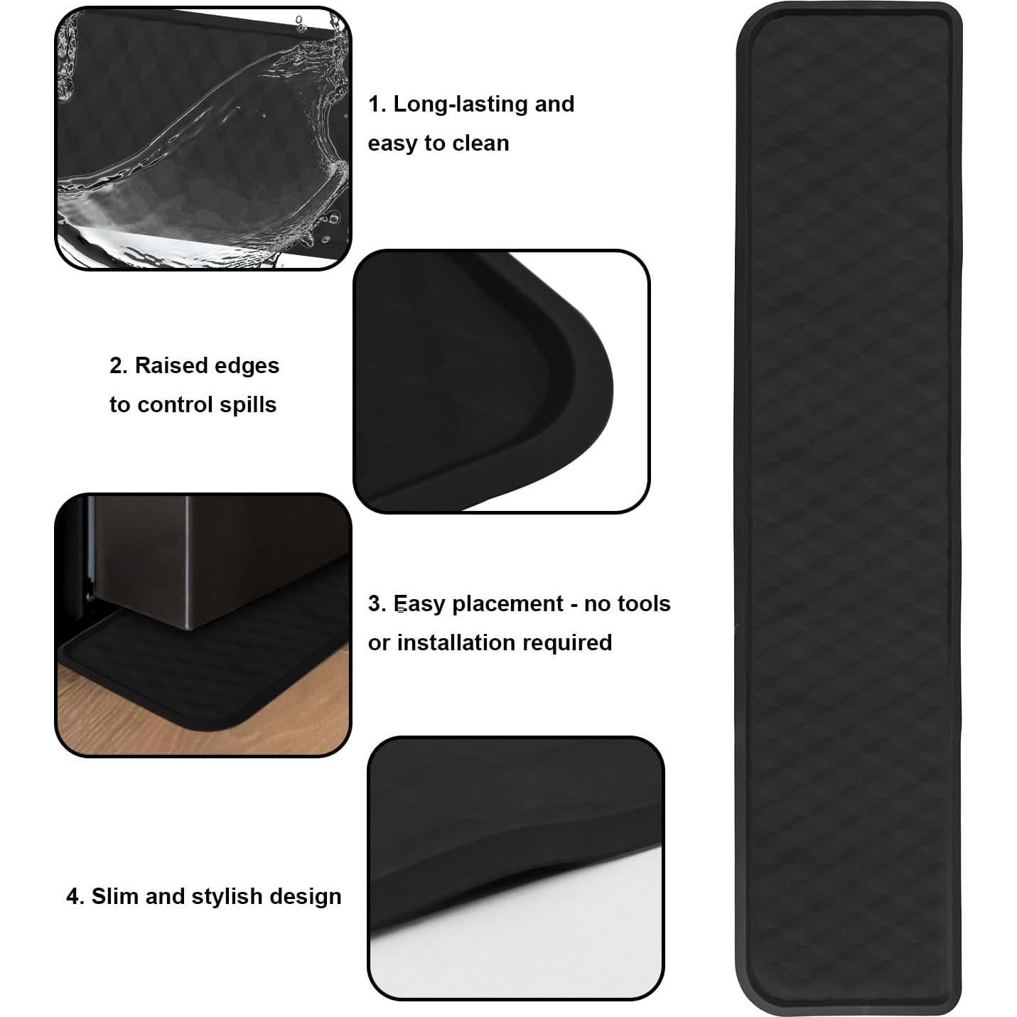 Alfombrilla para Refrigerador BOXOB 95x21.6cm Silicona Negra