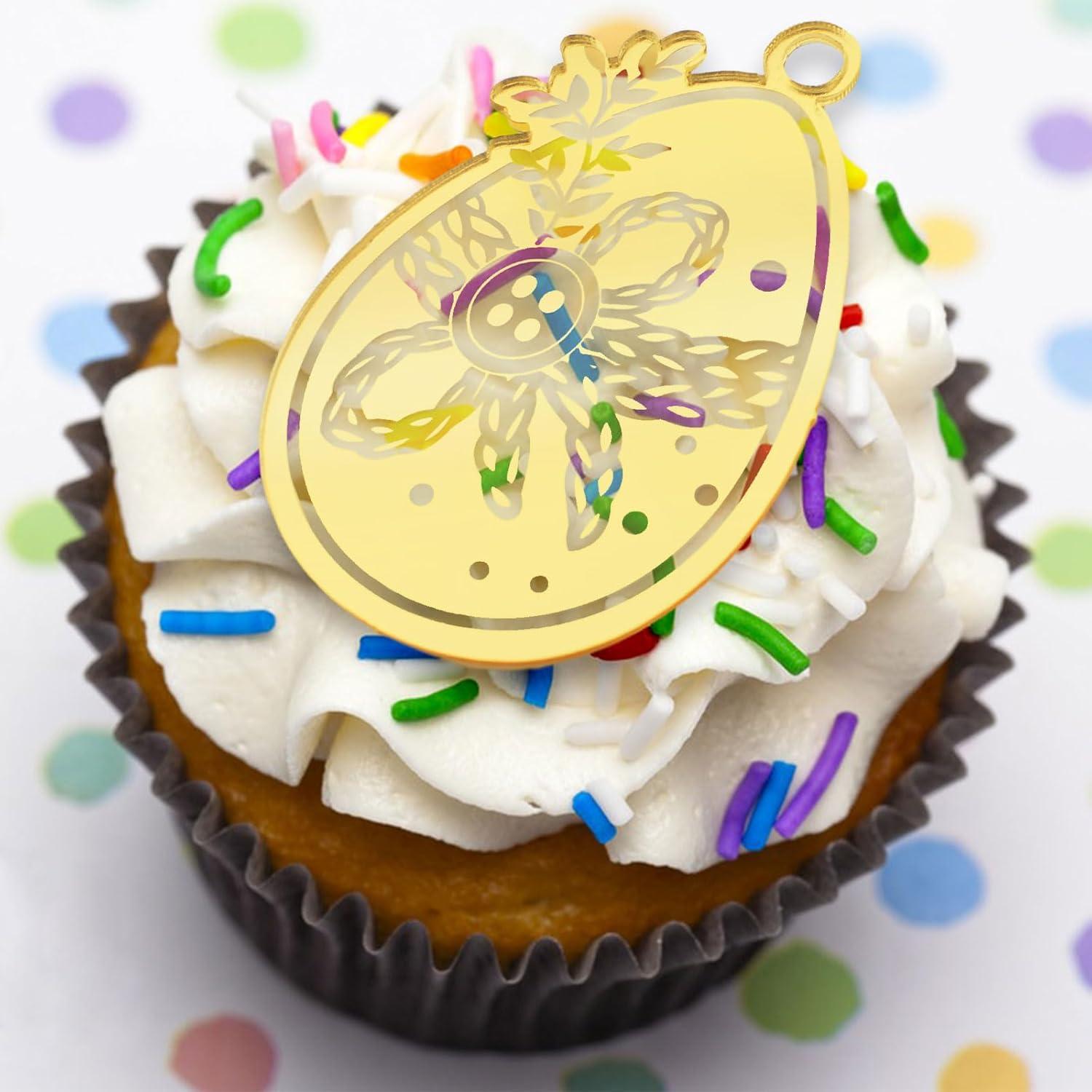 Toppers de Cupcake URROMA Feliz Pascua 30pcs Decoración Huevos