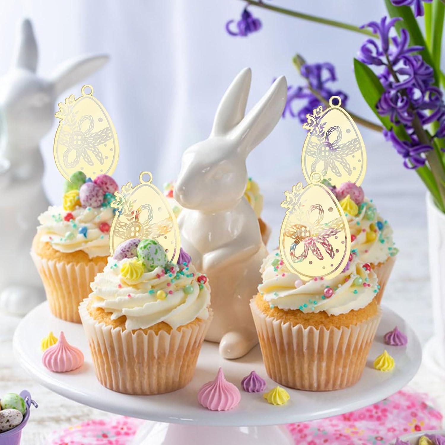 Toppers de Cupcake URROMA Feliz Pascua 30pcs Decoración Huevos