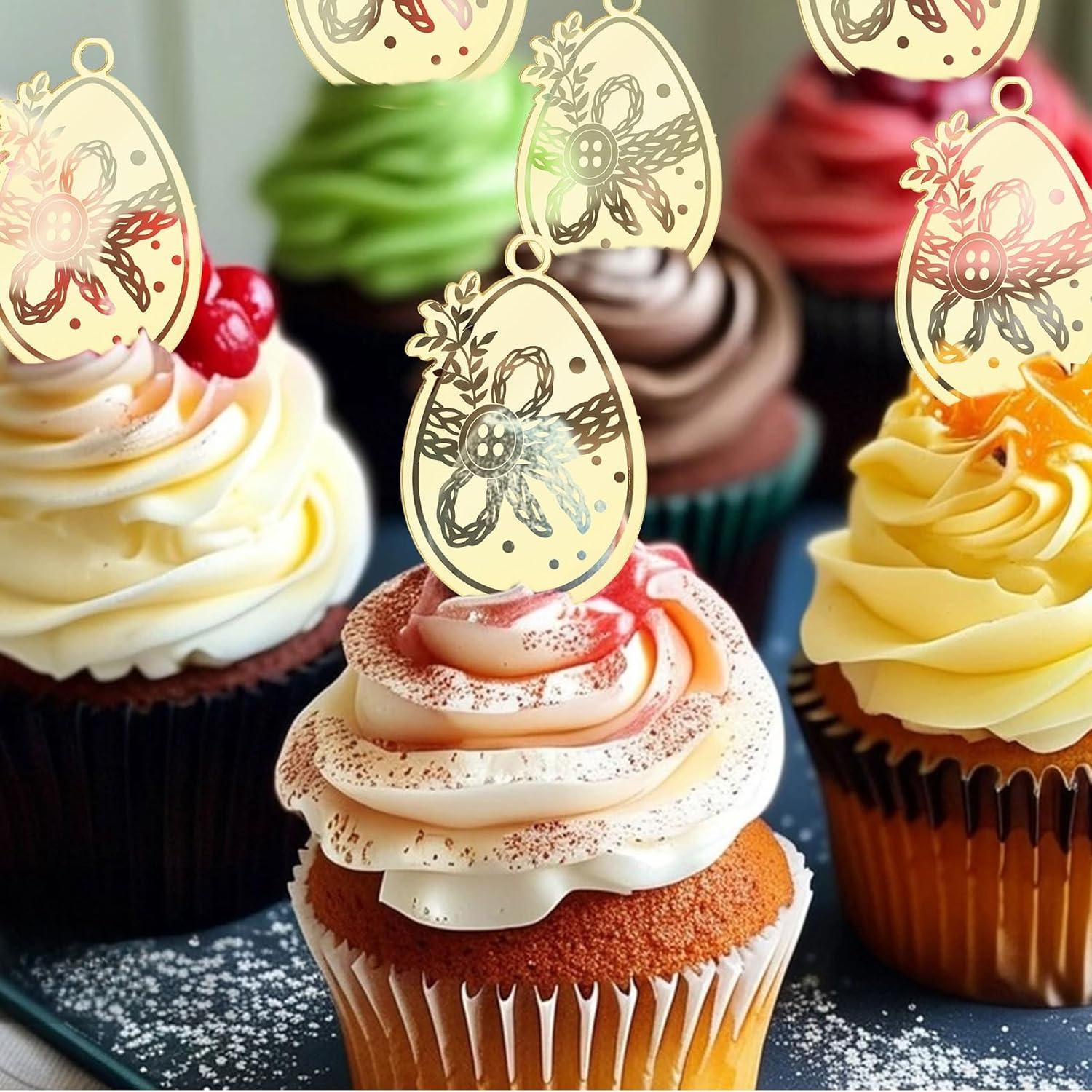 Toppers de Cupcake URROMA Feliz Pascua 30pcs Decoración Huevos