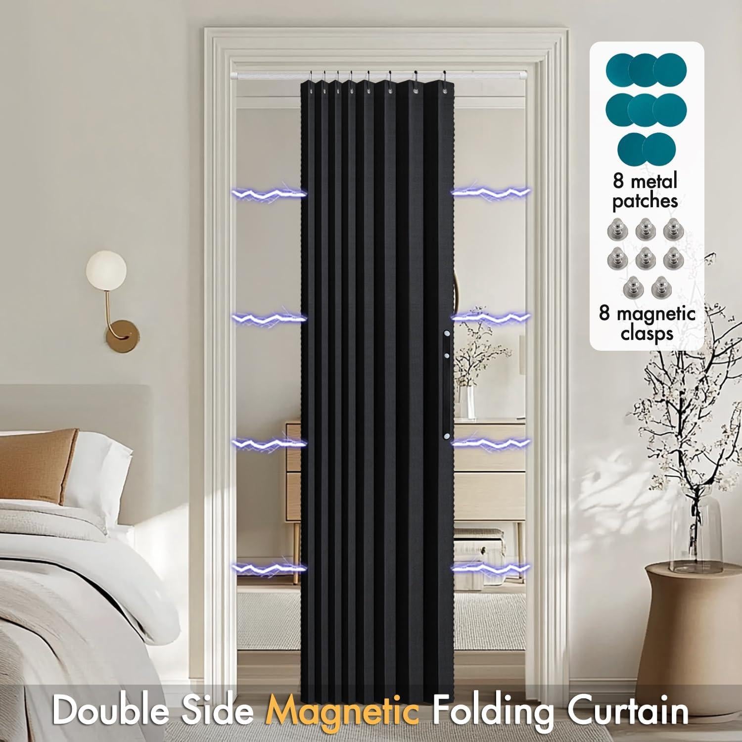 Cortina Magnética Plegable MIULEE 86x198 cm Negra