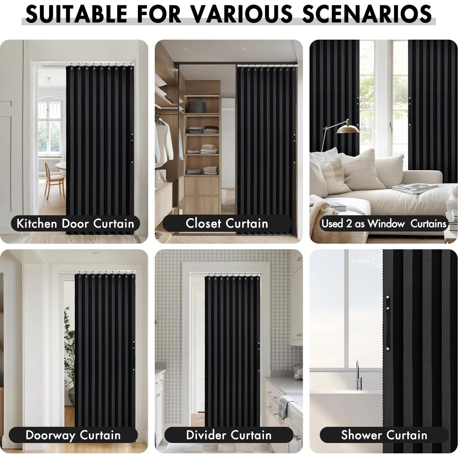 Cortina Magnética Plegable MIULEE 86x198 cm Negra