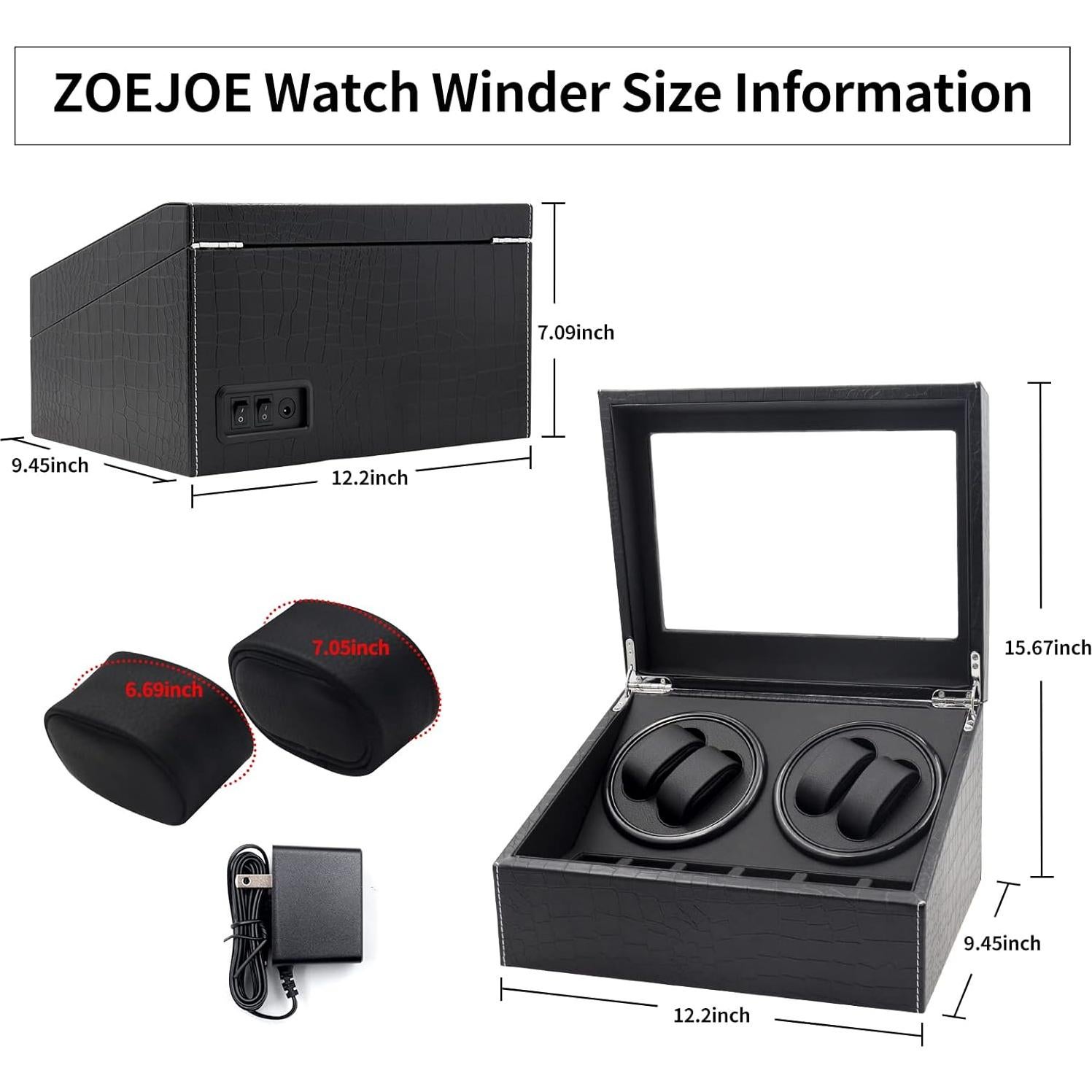 Caja de Carga para 4 Relojes ZOEJOE Textura Cocodrilo