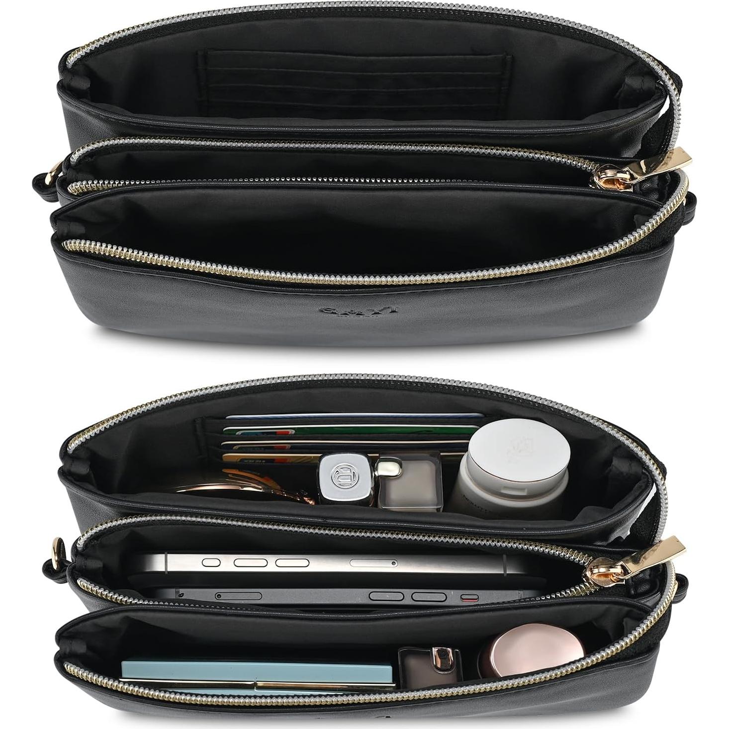 Bolso de muñeca de cuero vegano Gy24008 para mujeres - Negro