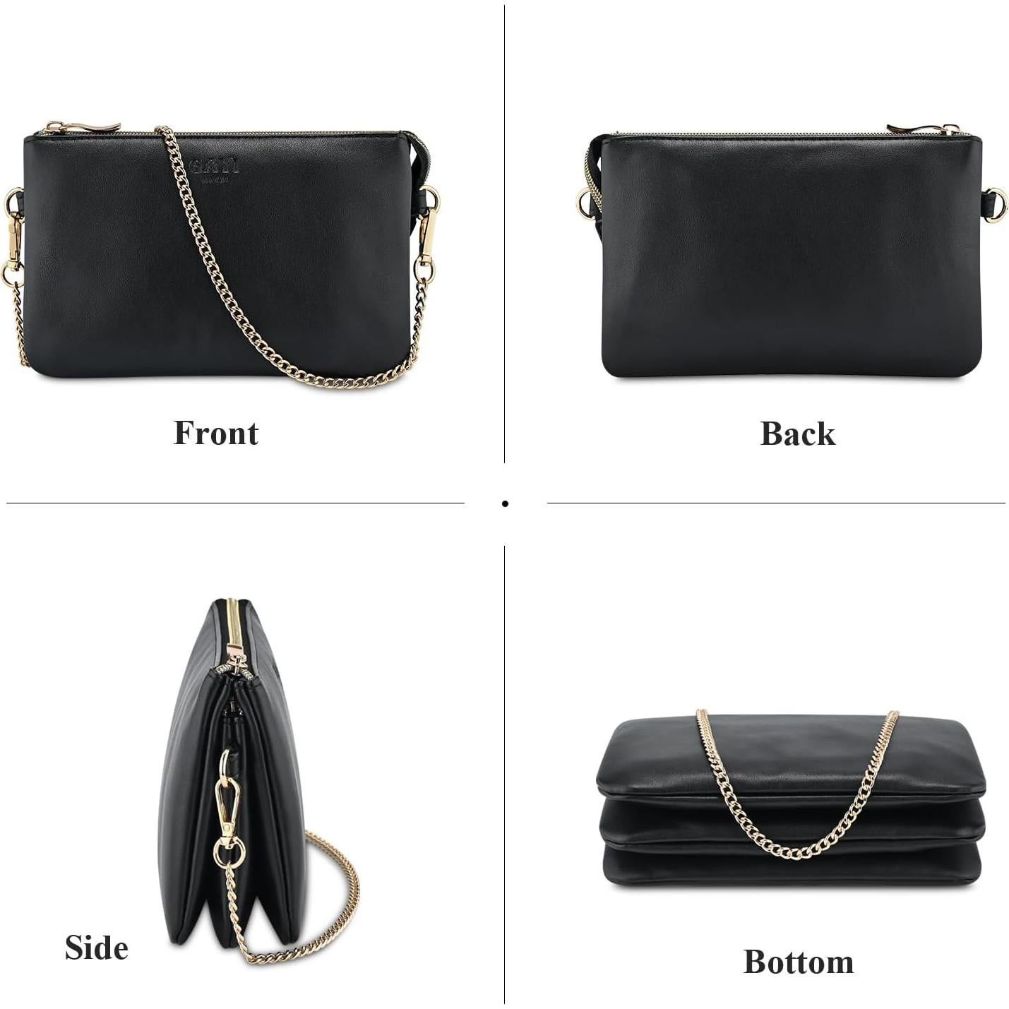 Bolso de muñeca de cuero vegano Gy24008 para mujeres - Negro