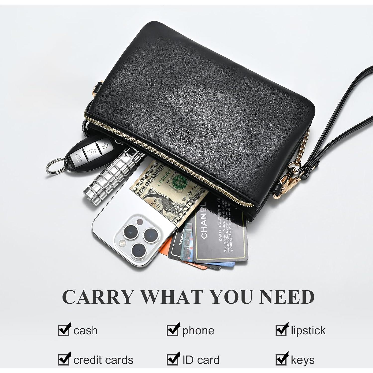 Bolso de muñeca de cuero vegano Gy24008 para mujeres - Negro